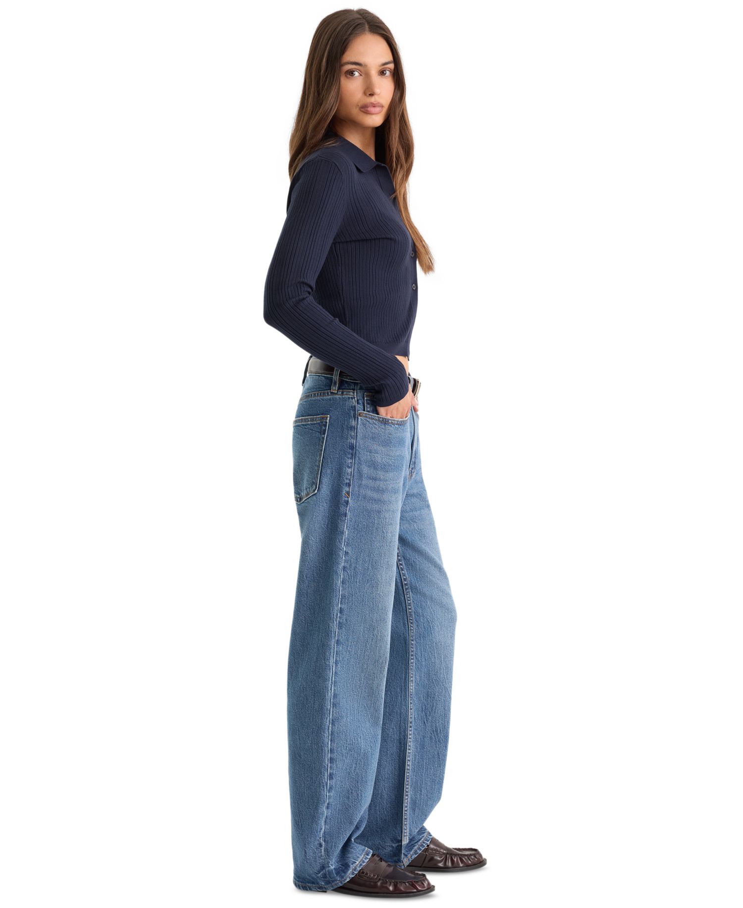 Women's High-Waisted Straight-Leg Cotton-Blend Jeans