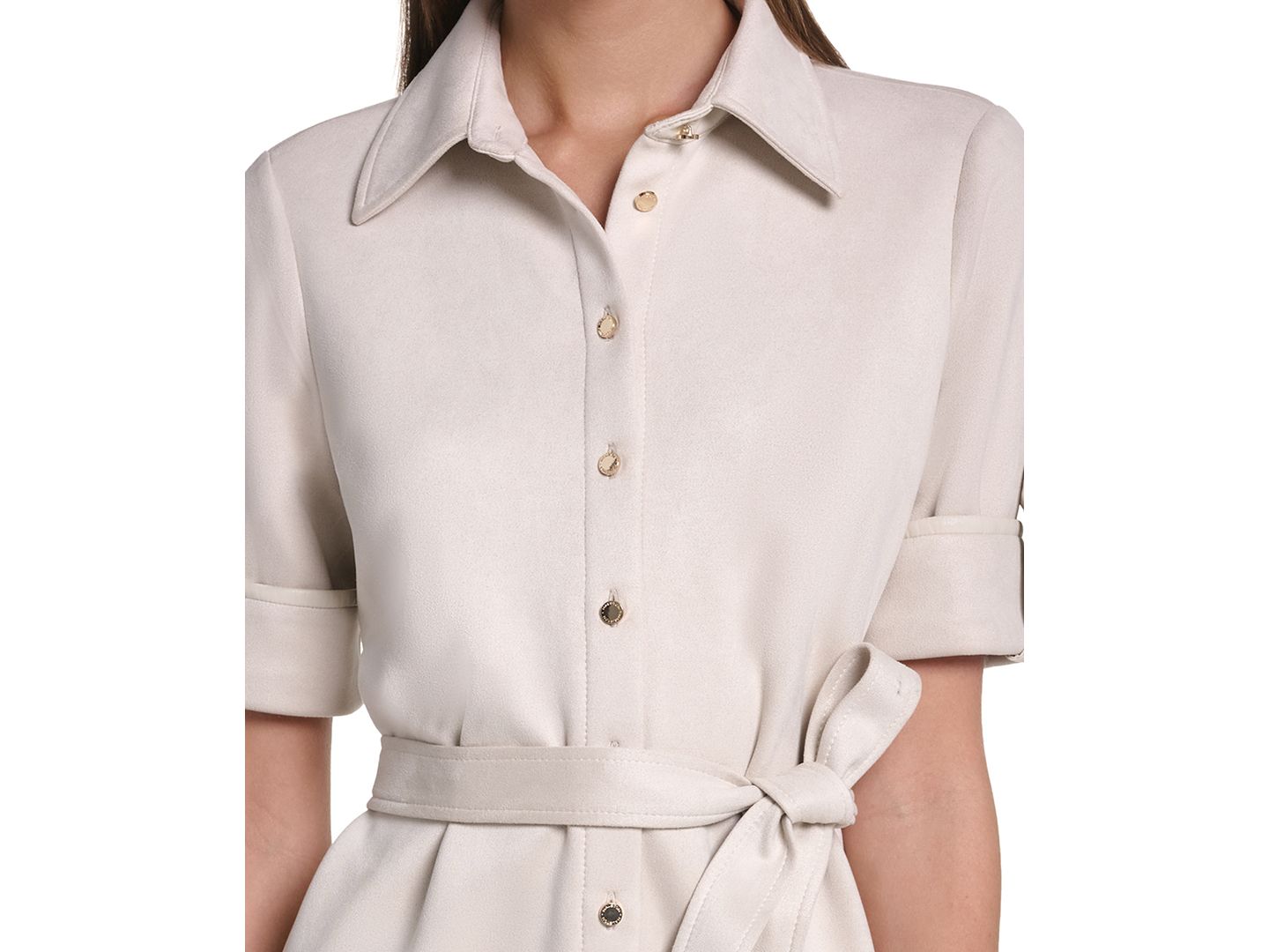 Женское платье Halston Belted Midi, цвет: Бежевый — фото 5