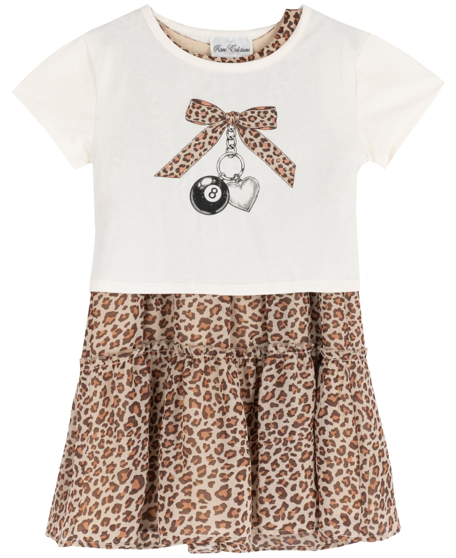 Girls' 4-6X 8 Ball Graphic T-Shirts and Chiffon Sleeveless Dress, 2-Piece Set