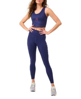 Women's Navy Atlanta Braves Printed Crop Tank Top