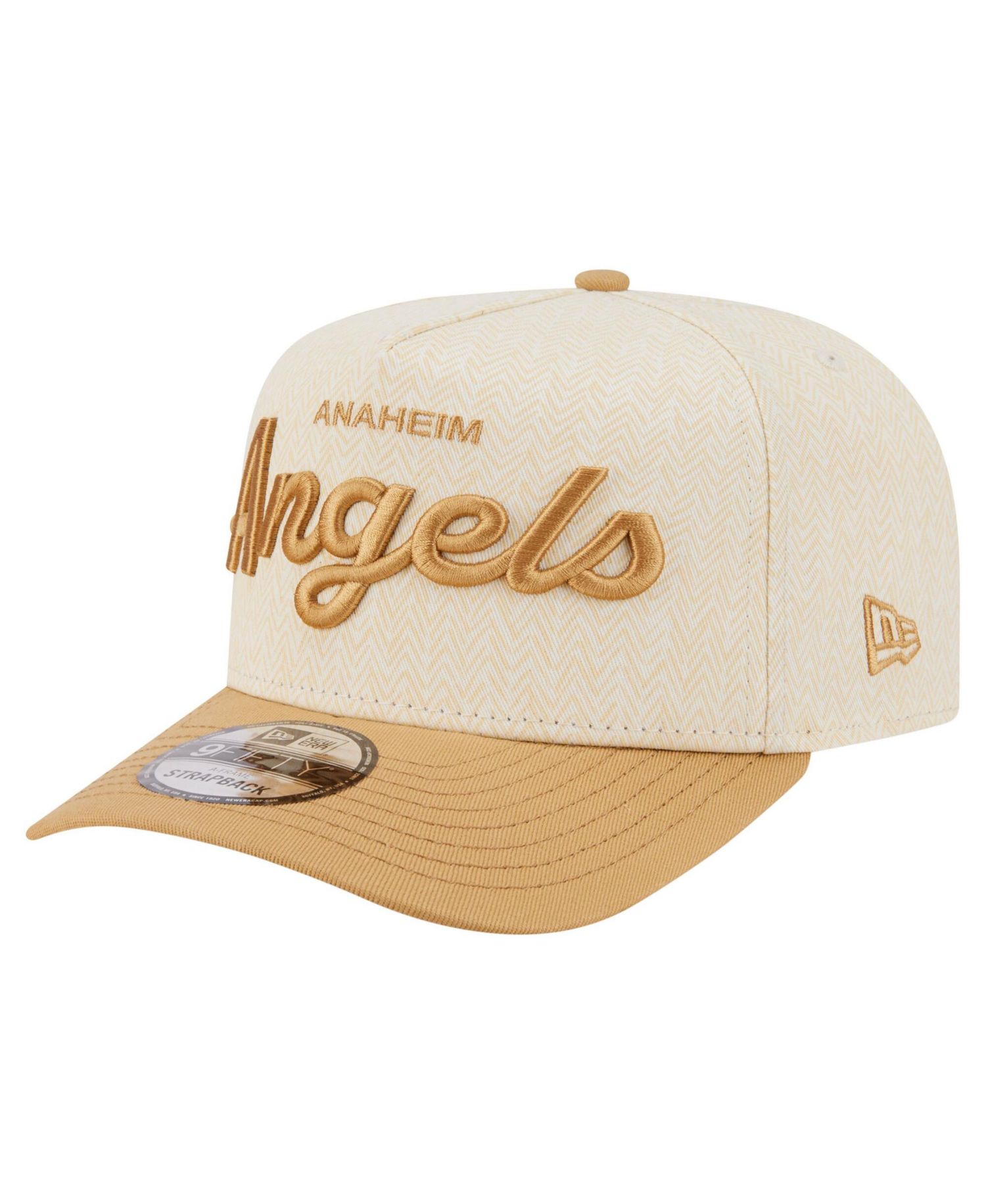 Men's Cream Los Angeles Angels Herringbone 9FIFTY A-Frame Snapback Hat