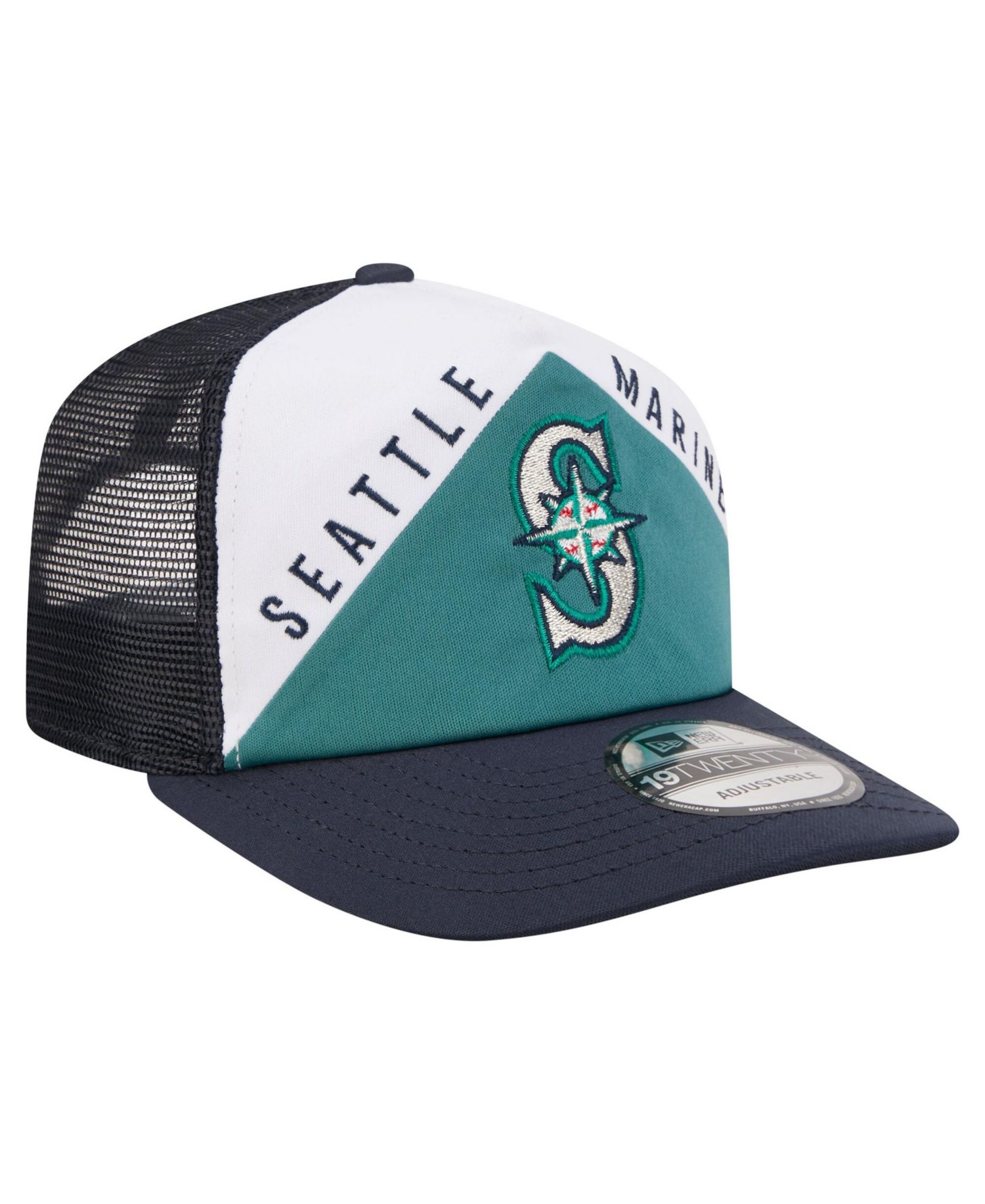 Men's White/Navy Seattle Mariners Retro Cut 19TWENTY Adjustable Trucker Hat