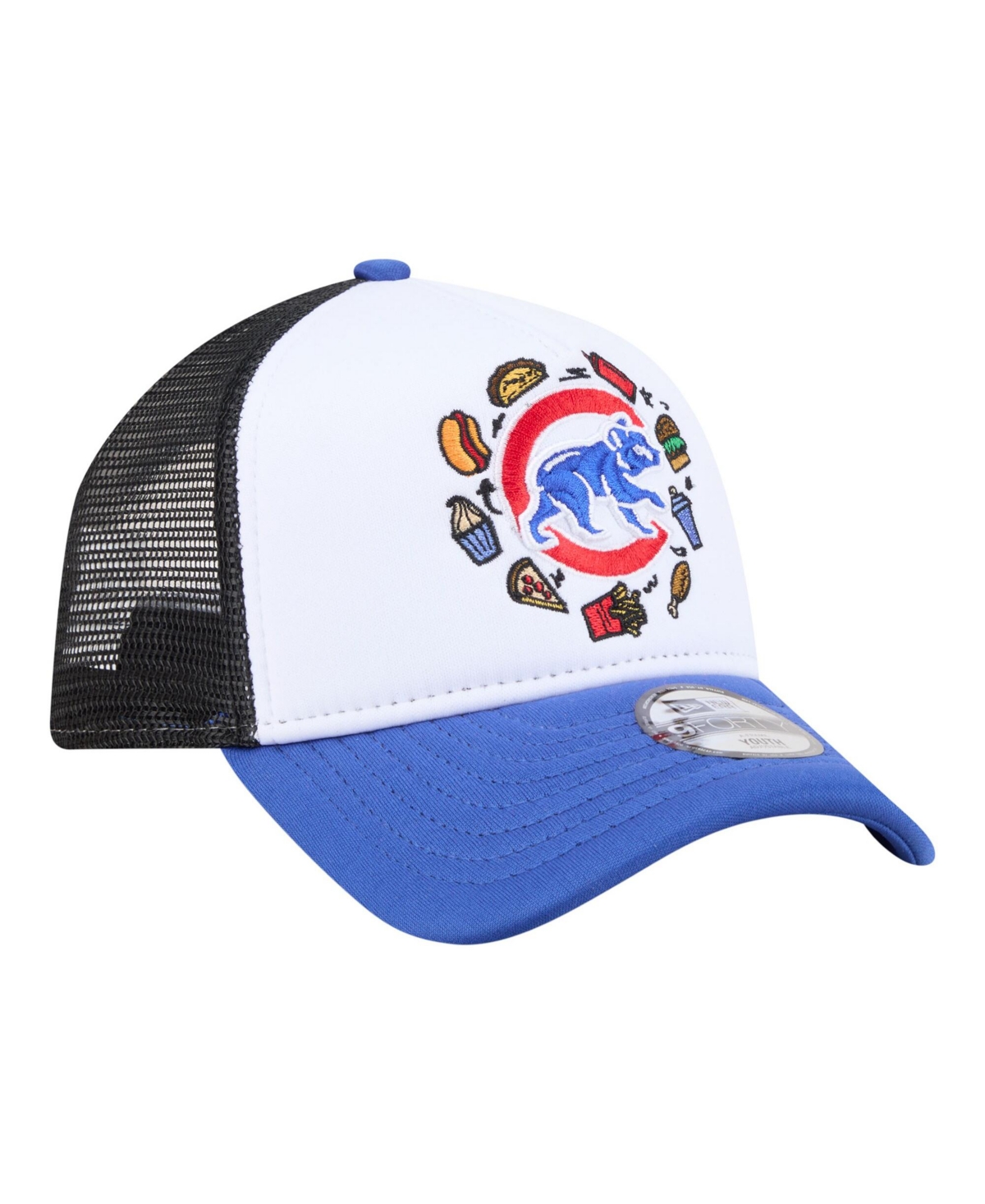 New Era Big Boys and Girls White, Royal Chicago Cubs Food A-Frame 9FORTY Trucker Adjustable Hat
