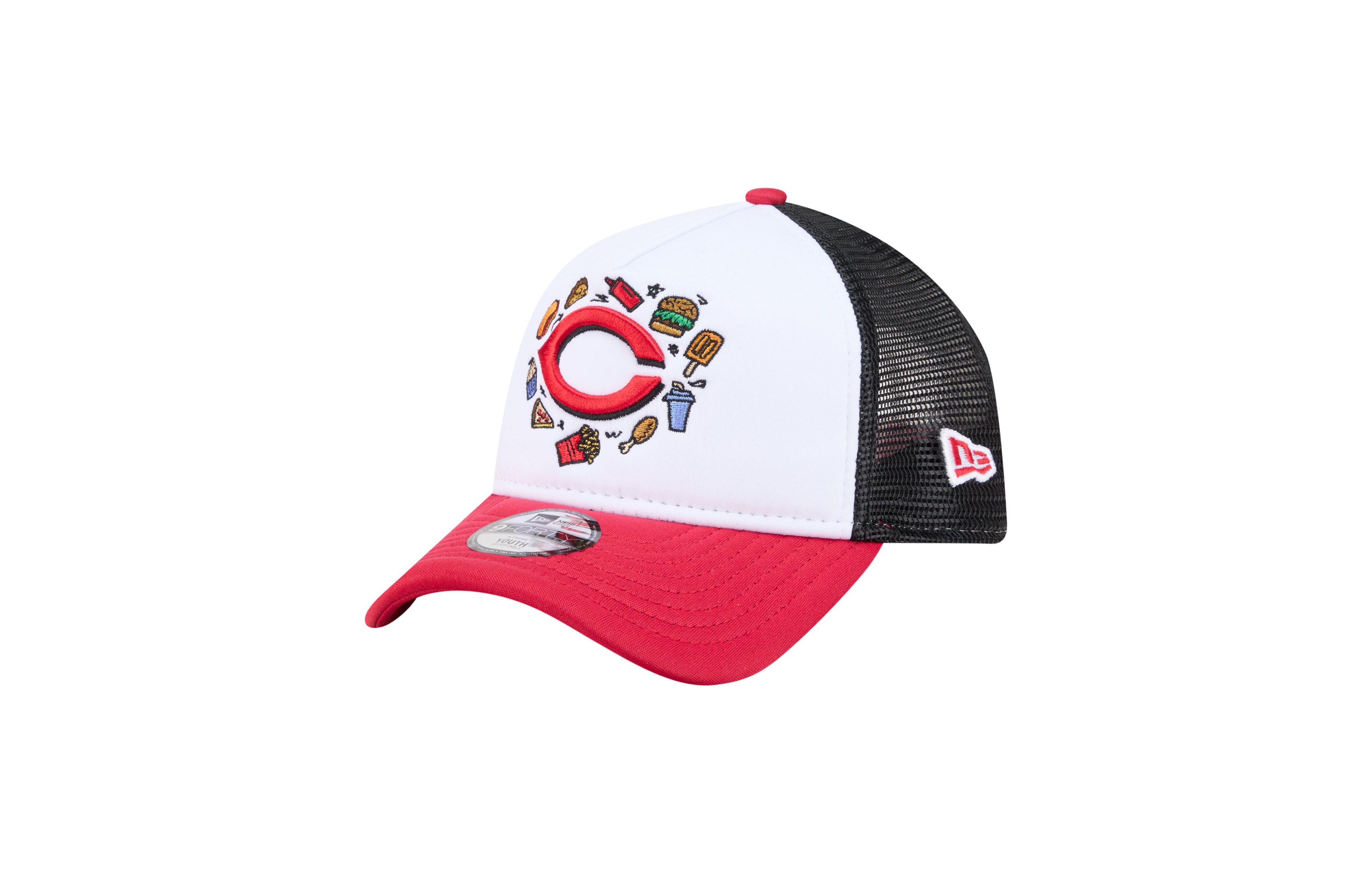 New Era Big Boys and Girls White, Red Cincinnati Reds Food A-Frame 9FORTY Trucker Adjustable Hat