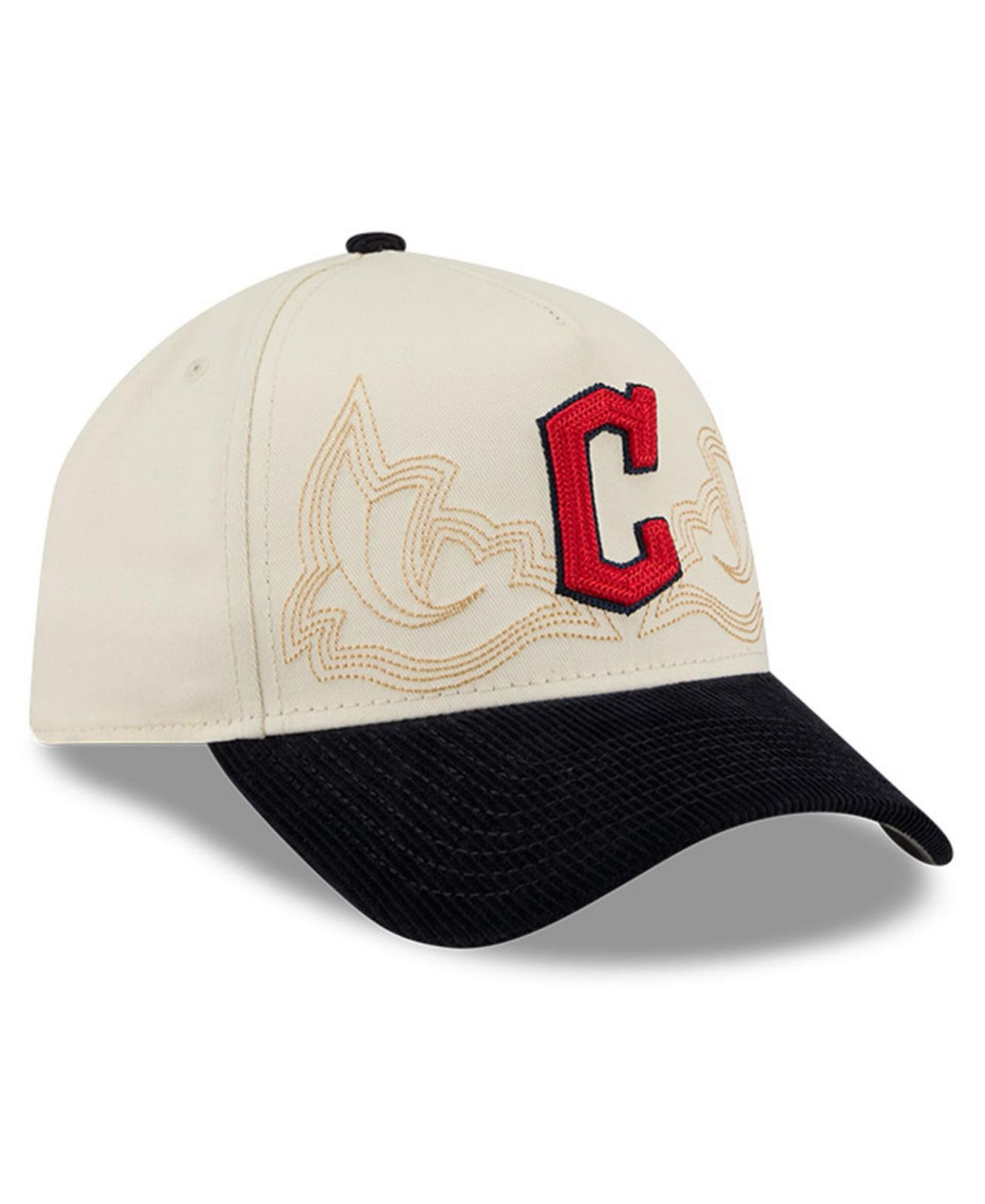 Men's Stone Cleveland Guardians Western Stitch 9FORTY A-Frame Adjustable Hat