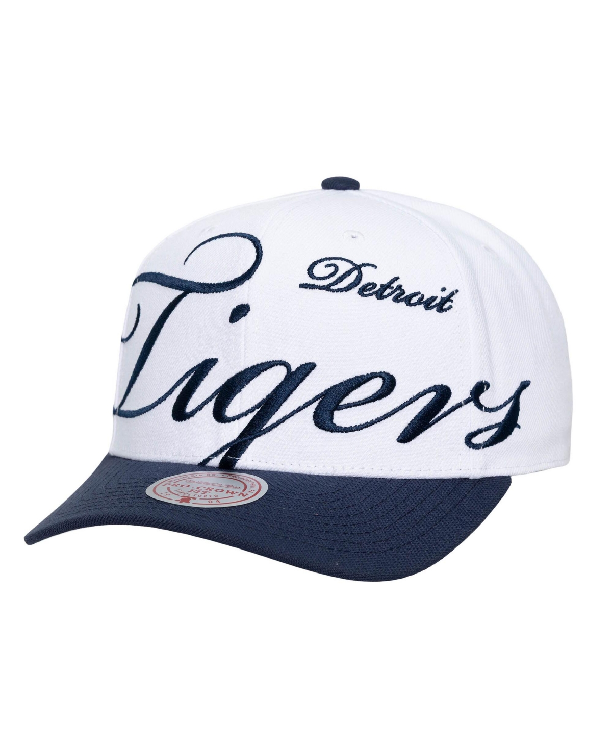 Mitchell & Ness Men's and Women's White, Navy Detroit Tigers Xl Script Pro Crown Adjustable Hat