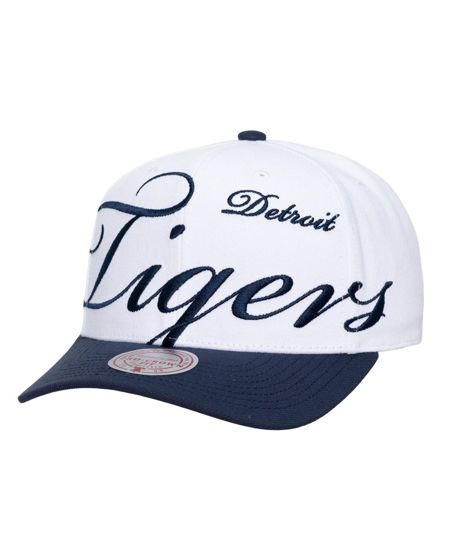 Men's and Women's White/Navy Detroit Tigers XL Script Pro Crown Adjustable Hat