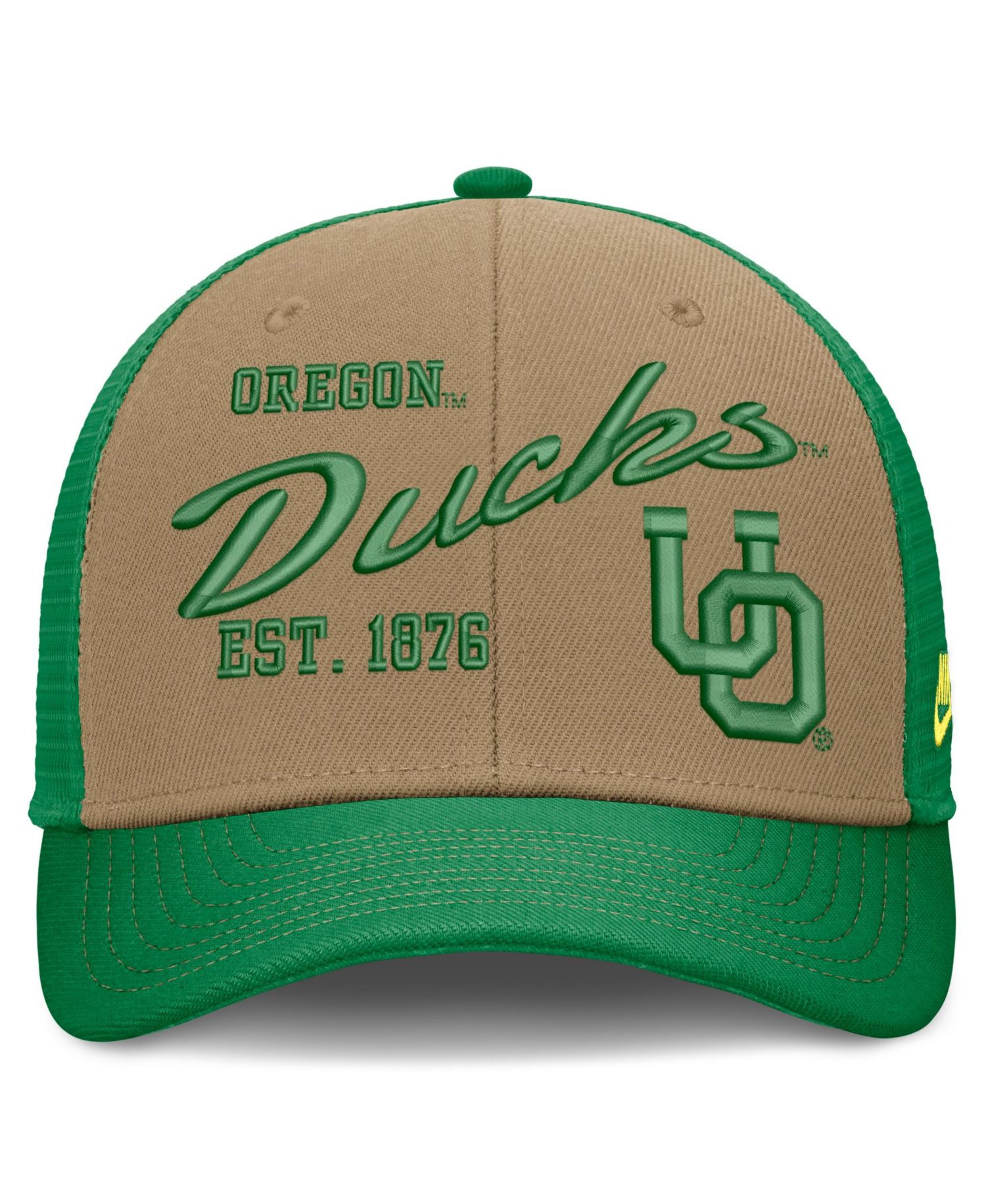 Men's and Women's Beige/Green Oregon Ducks Legacy Rise Trucker Adjustable Hat