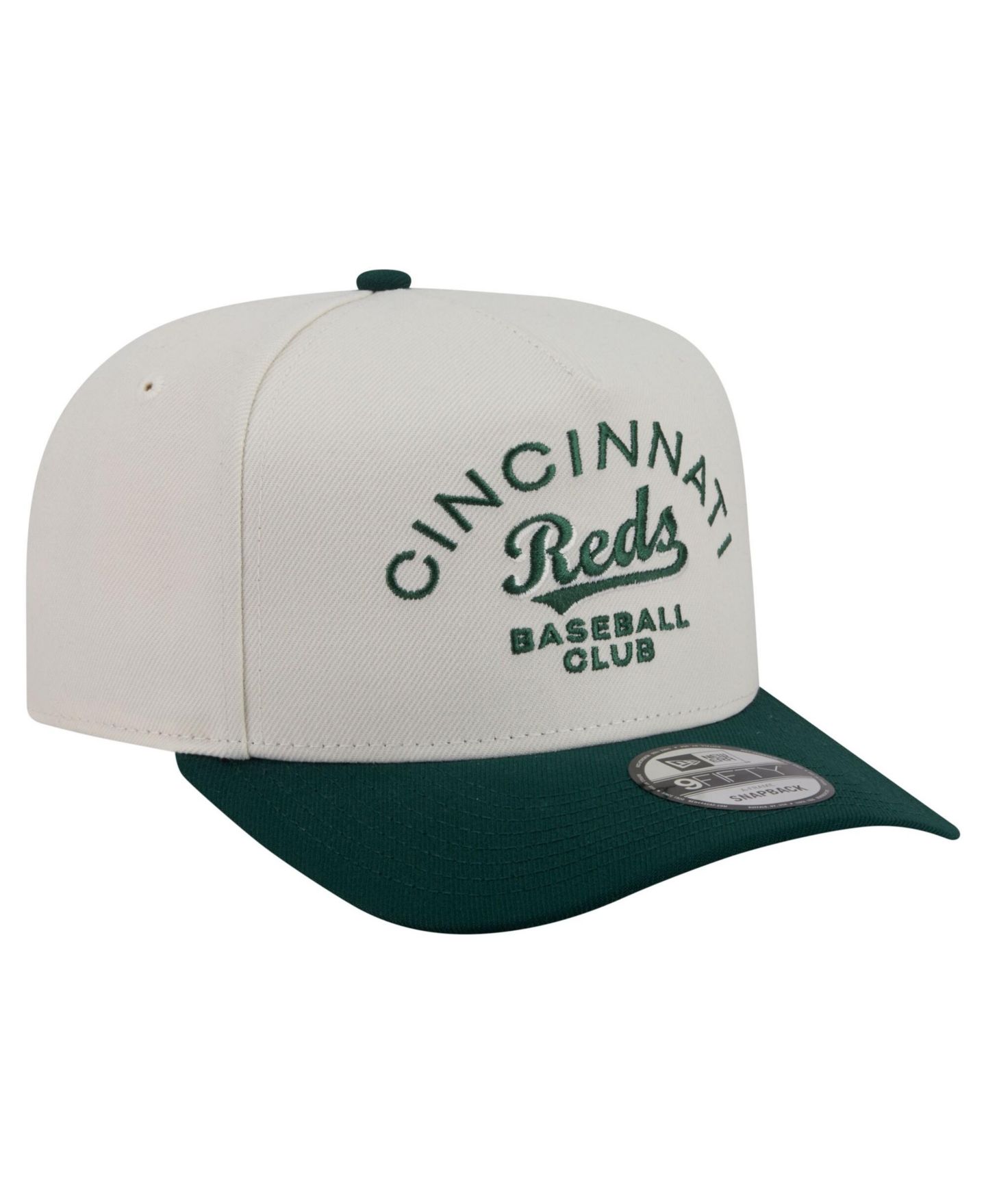 Мужская кепка New Era Cream/Dark Green Cincinnati Reds Chrome A-Frame 9FIFTY Snapback Hat — фото 3