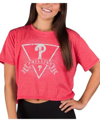 Women's&nbsp;Concepts Sport Heather Red Philadelphia Phillies Distressed Quest Boxy Cropped Top