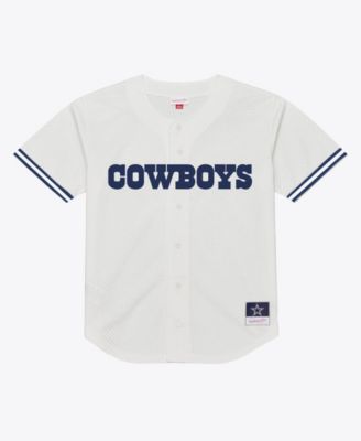 Men's White Dallas Cowboys Monochrome Mesh Full-Button Fashion T-Shirt