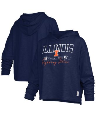Women's Navy Illinois Fighting Illini Castillo Slub Waist Length Long Sleeve Hooded T-Shirt