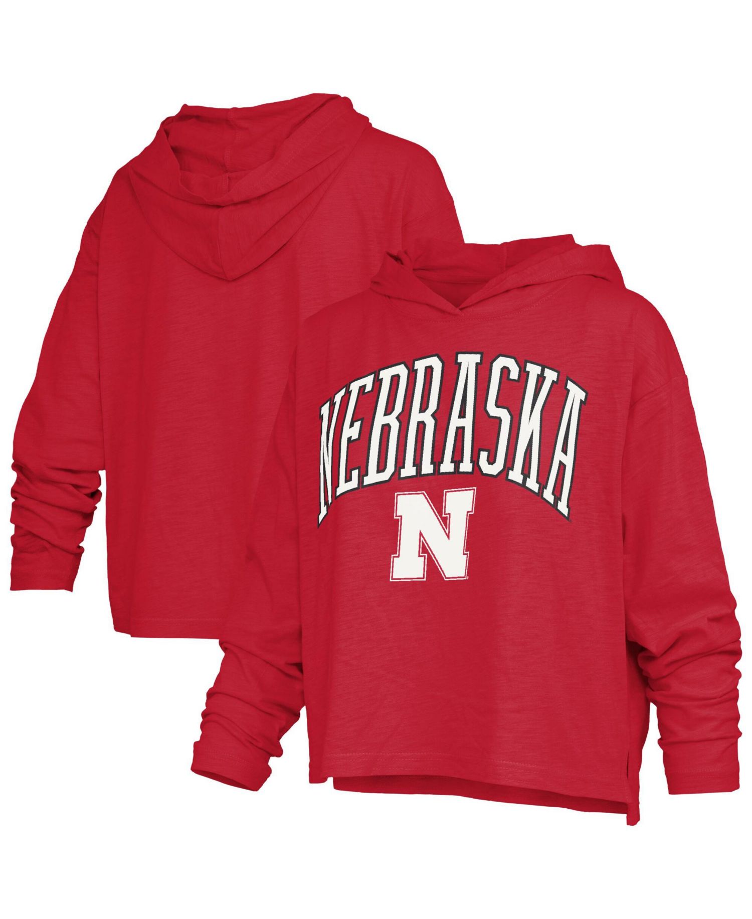 Women's Scarlet Nebraska Huskers Nelson Arch Over Logo Long Sleeve Hooded Slub T-Shirt