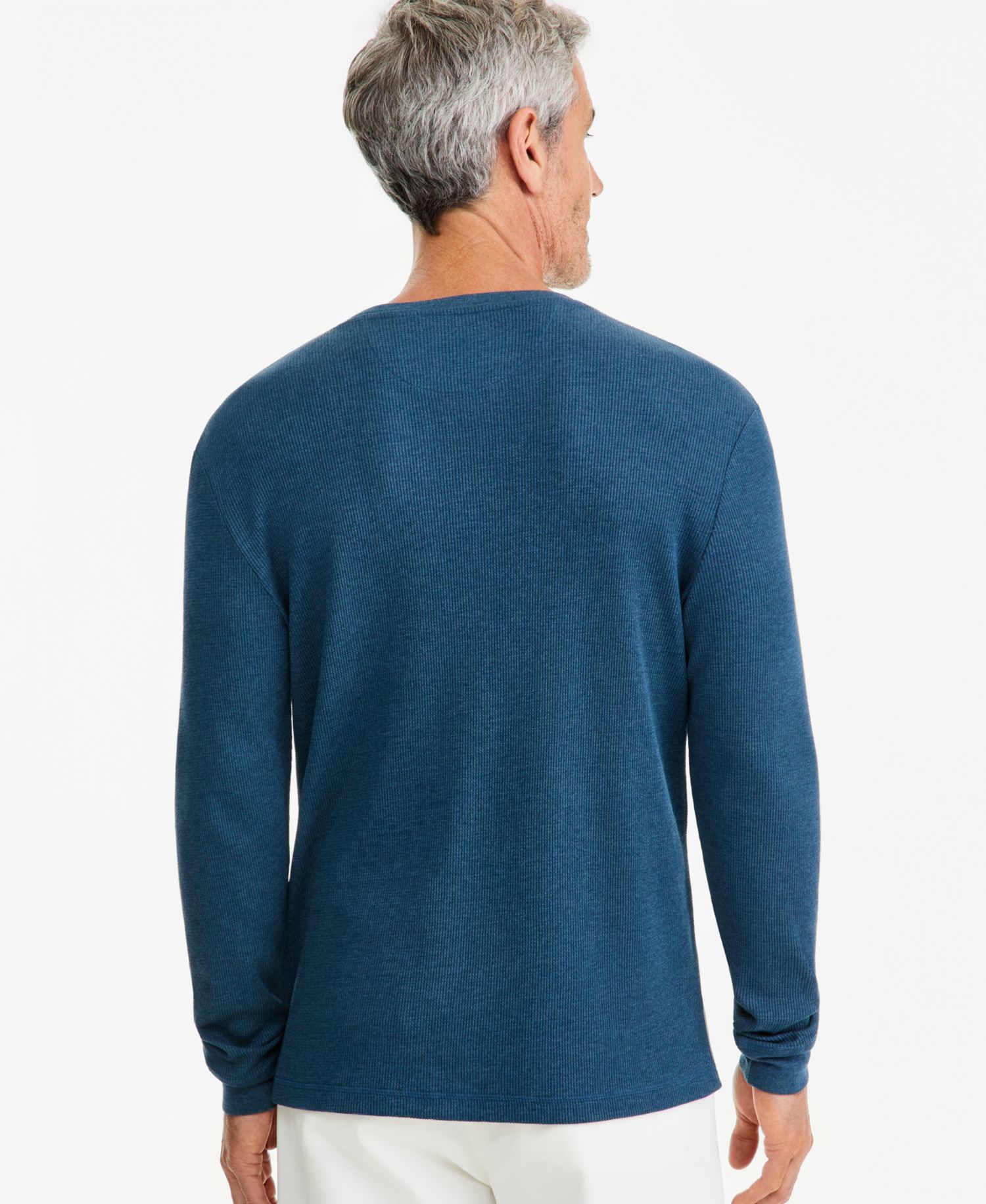 Men's Thermal Long-Sleeve Ribbed Crewneck Sweater