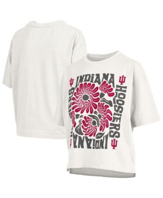 Women's White Indiana Hoosiers Elena Oversized Slub T-Shirt