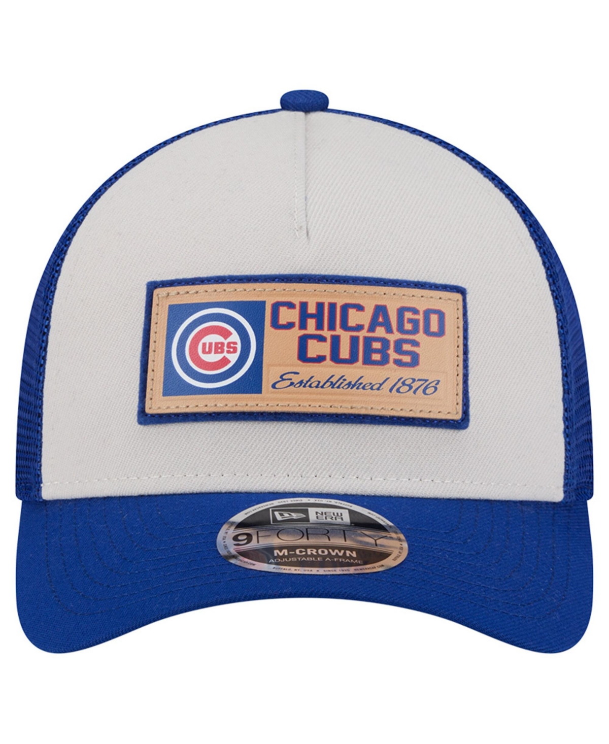 New Era Men's Stone, Royal Chicago Cubs Text A-Frame Trucker 9FORTY Hat