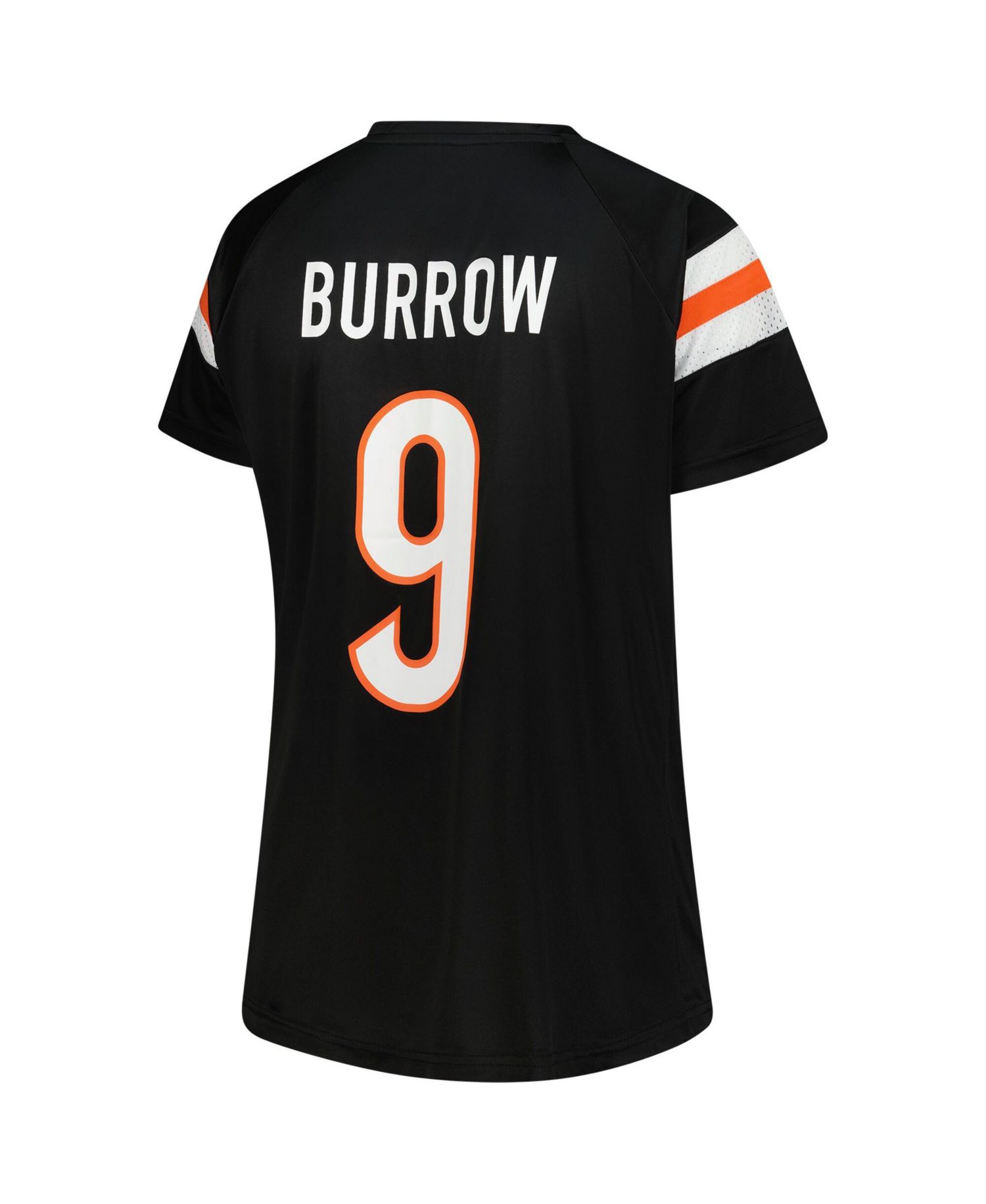 Women's Joe Burrow Black Cincinnati Bengals Plus Size Name & Number Raglan Lace V-Neck T-Shirt