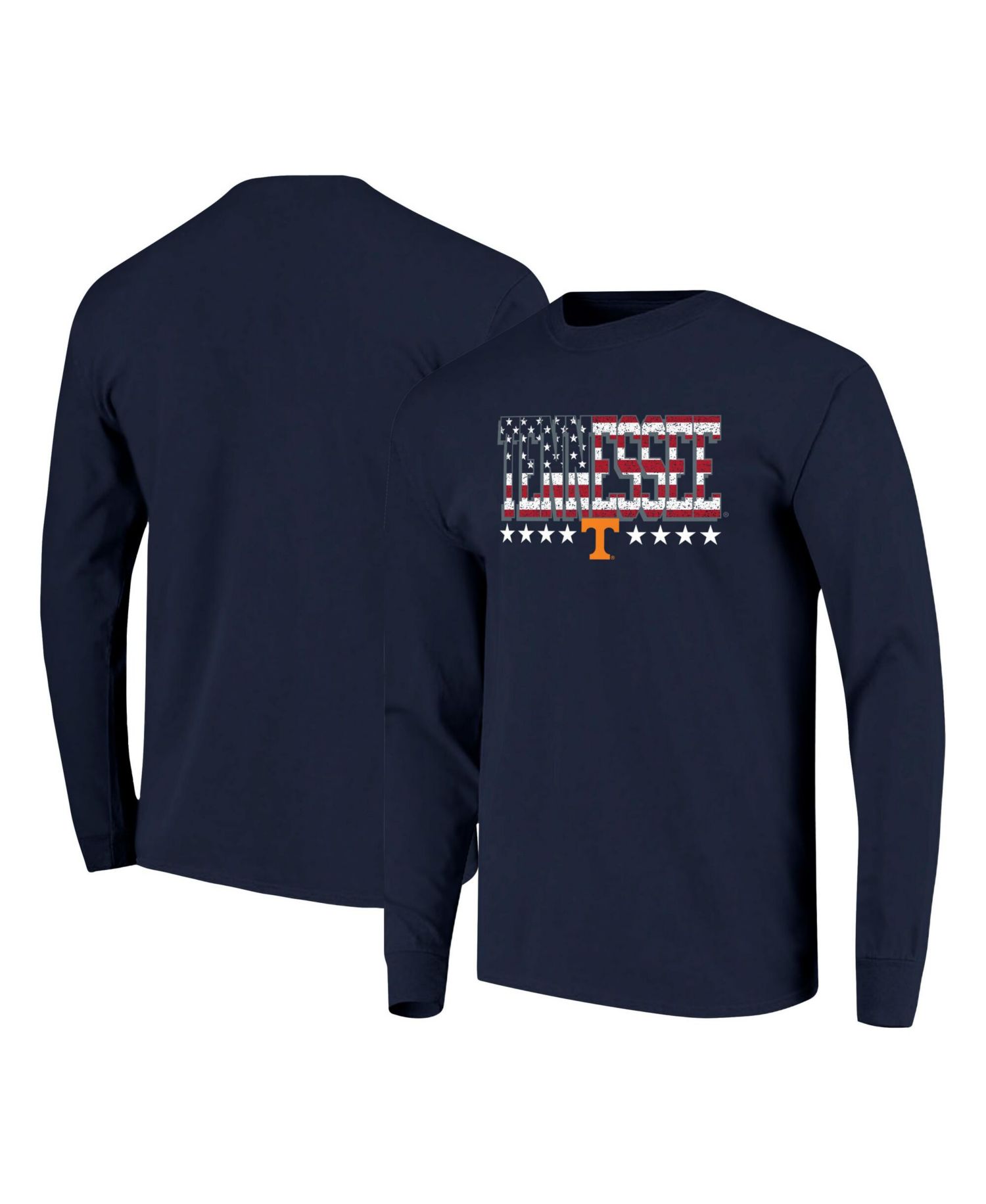 Men's Navy Tennessee Tall Type Flag Long Sleeve T-Shirt