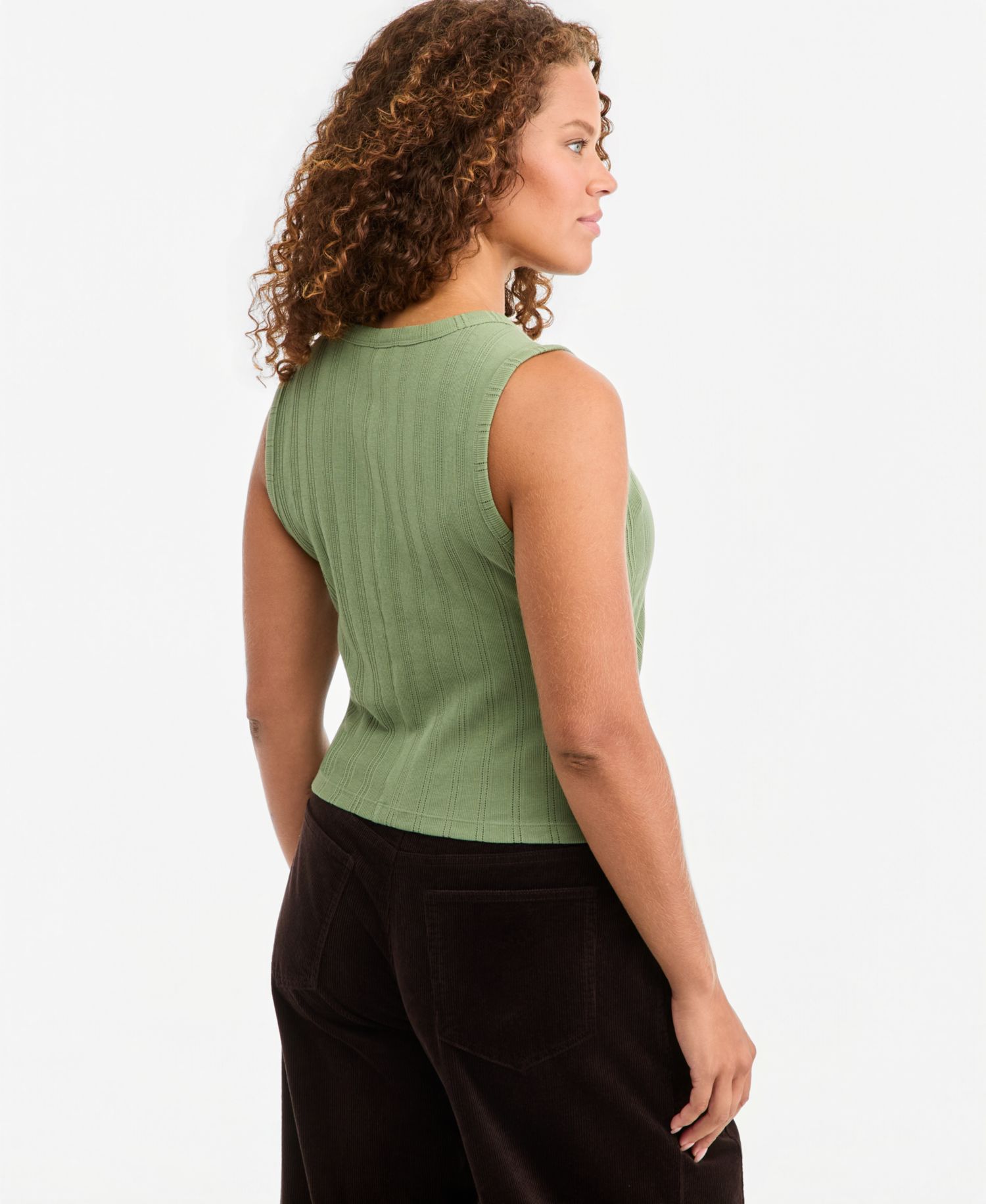 Women's Pointelle-Rib Button-Front Tank