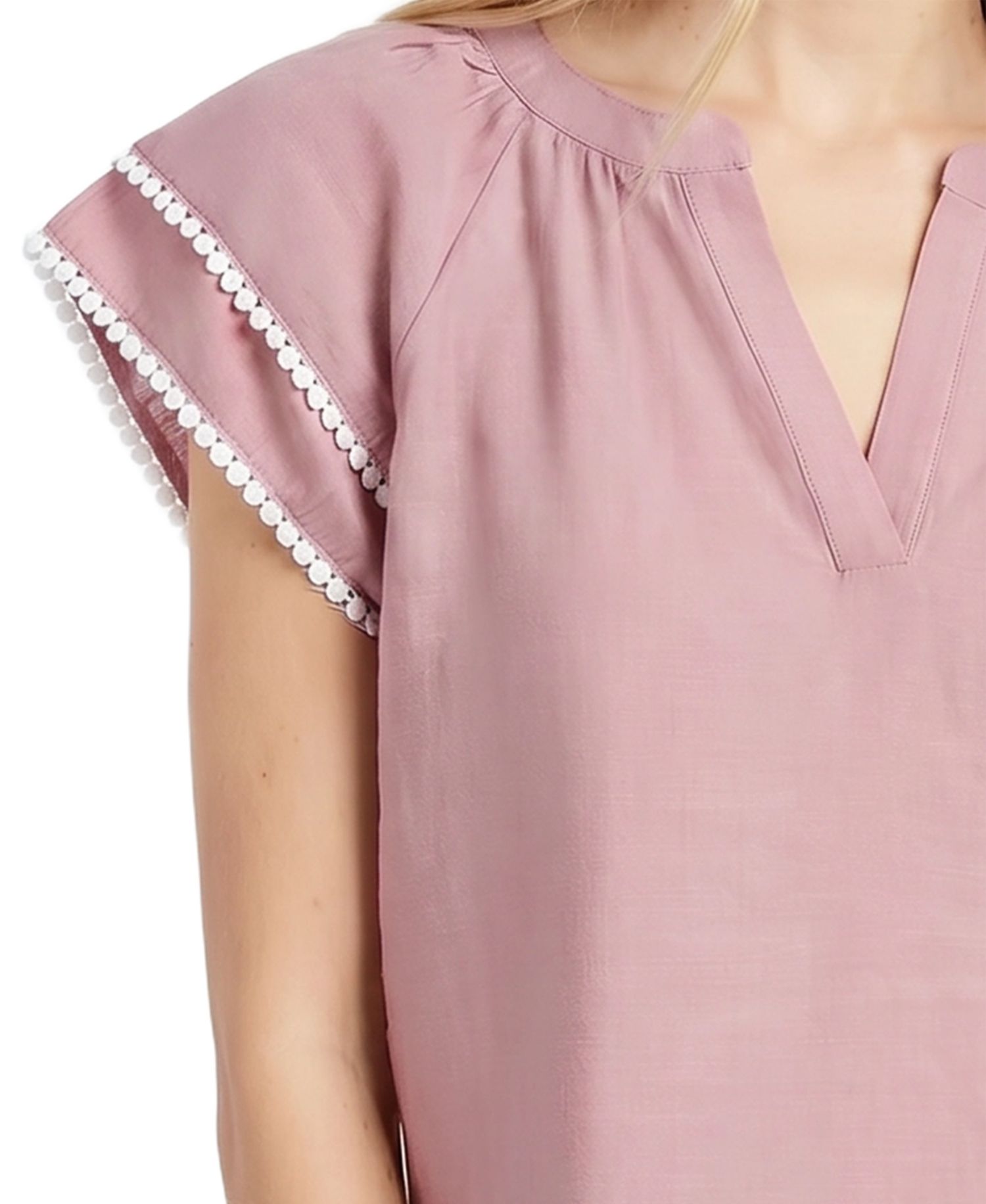 Petite Double-Layer V-Neck Raglan Blouse
