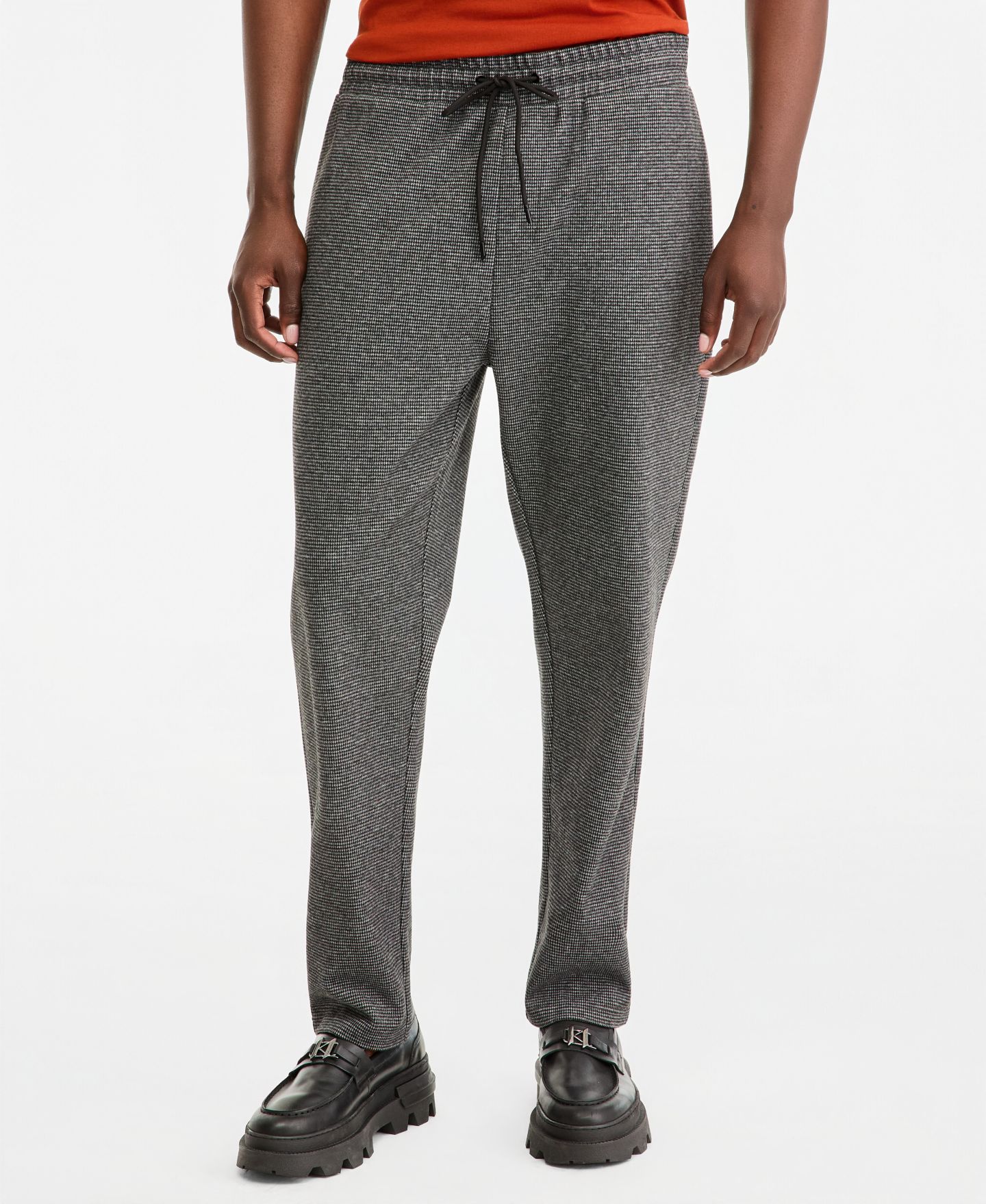 Мужские брюки KARL LAGERFELD PARIS Heathered Open Bottom Track Pant, цвет: Серый / Чёрный — фото 3