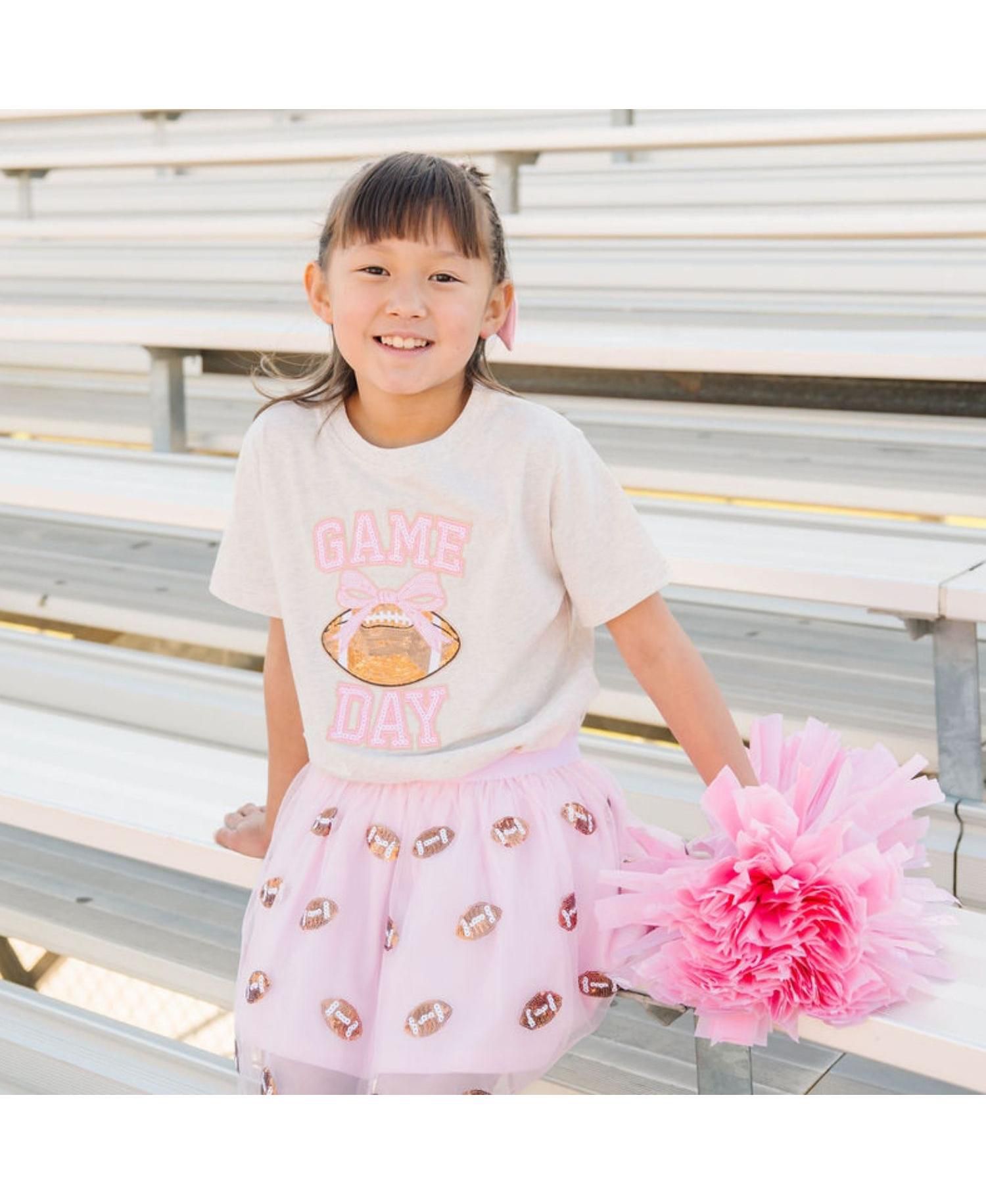 Baby Girls Game Day Sequin Patch Short Sleeve T-Shirt