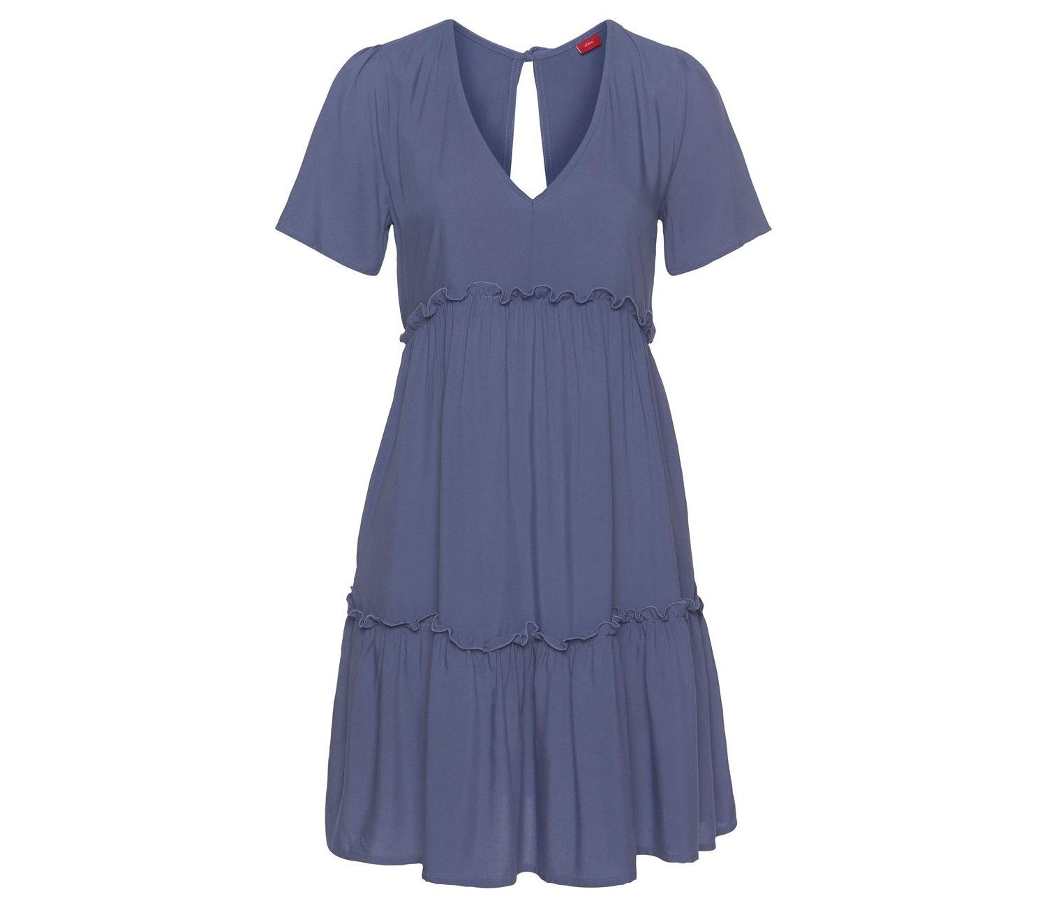 Women's Viscose Printed Ruffle Everyday Comfort V-Neck Short Dress