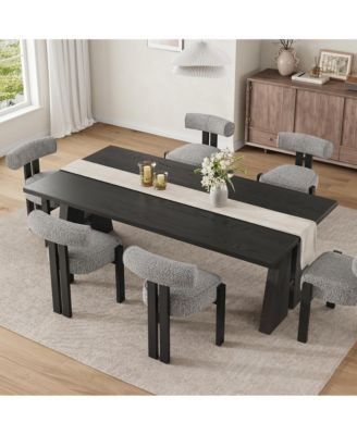 Modern Boucle Upholstered Dining Chairs Set of 6 Or 8, Ergonomic Curved Back, Comfortable Rubber Wood Legs, Multiple Set Options, For Dining