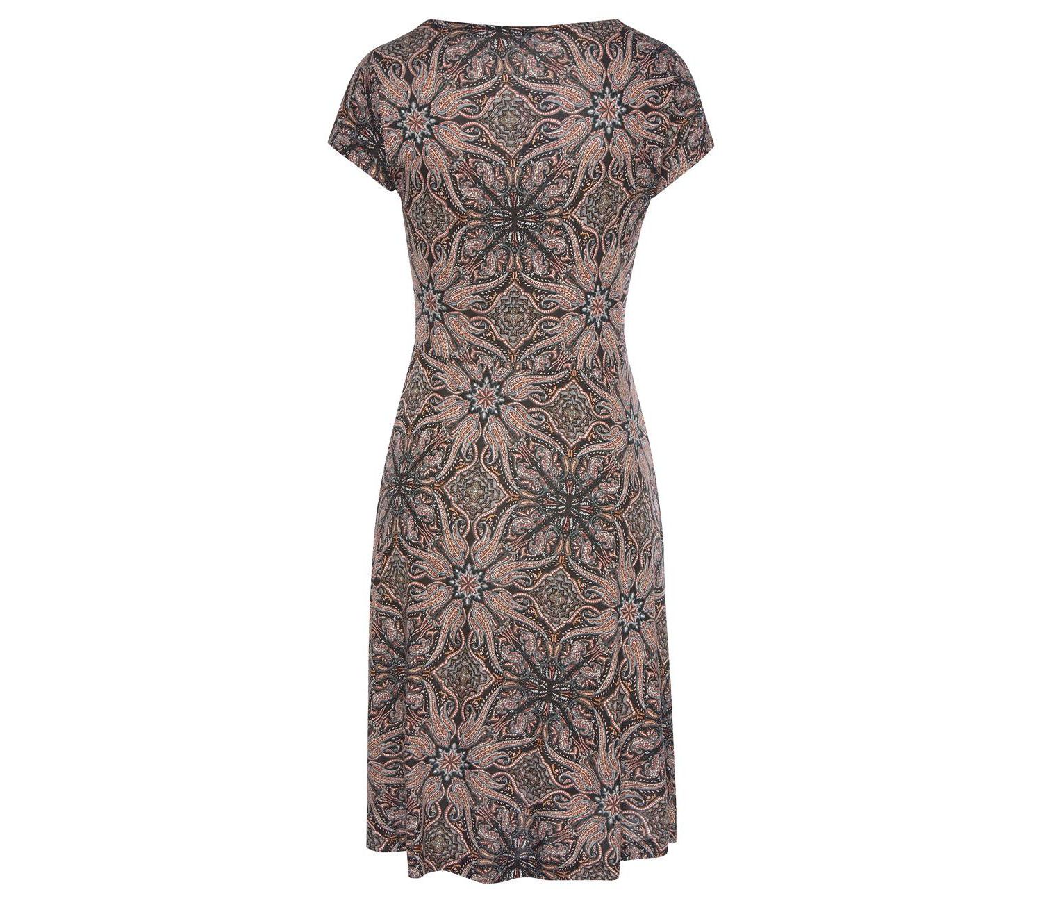 Women's Viscose Printed Short Sleeve A-Line V-Neck Short Dress