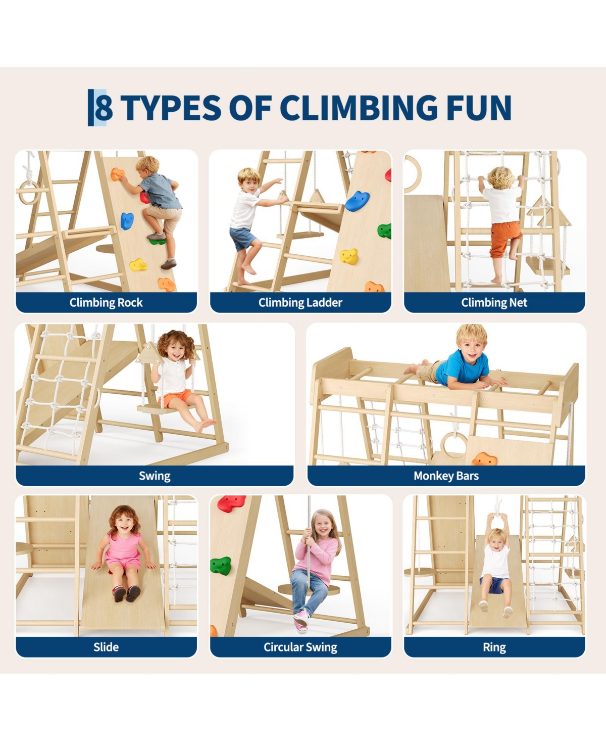 homfan 6 in 1 Wooden Indoor Jungle Gym
