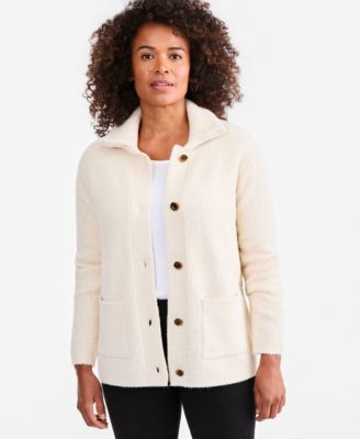 Women's Boucle Button-Front Cardigan