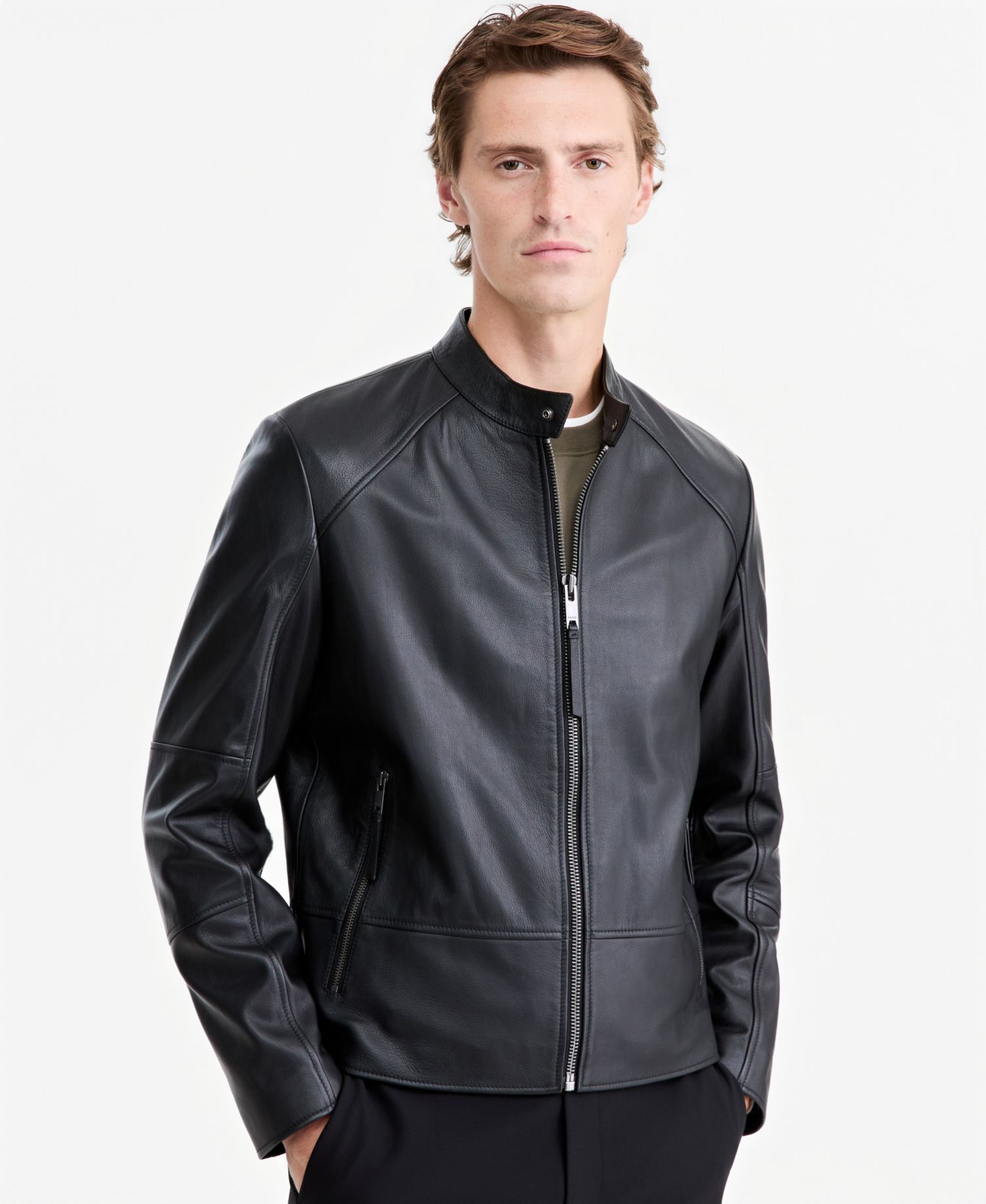 Men's Slim-Fit Biker Leather Jacket