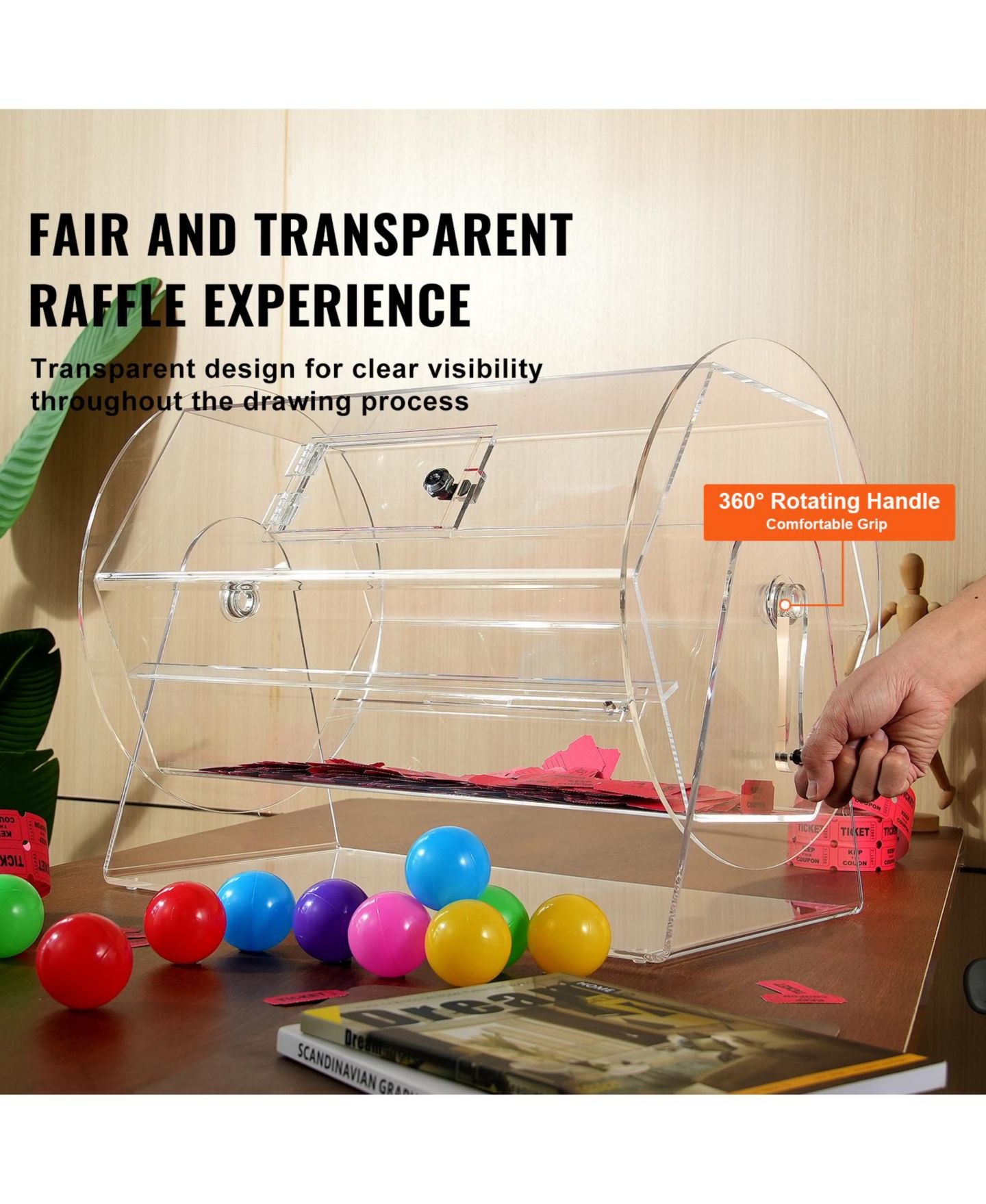 Детская игрушка VEVOR Acrylic Raffle Drum, Holds 10000 Tickets or 300 Bingo Balls, Ages 7+ — фото 7