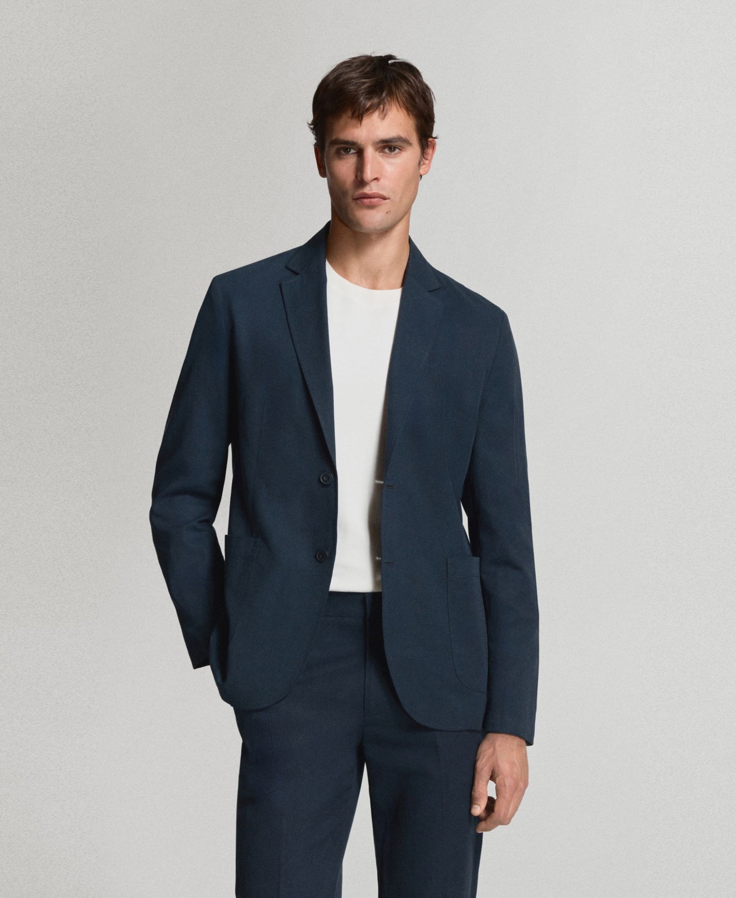 Men's Slim-Fit Linen-Lyocell Blend Suit Blazer