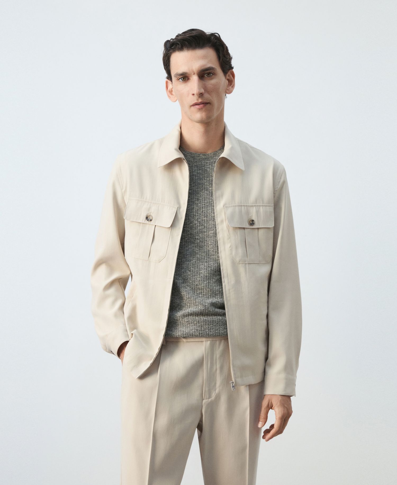 Men's Pockets Regular-Fit Modal Jacket