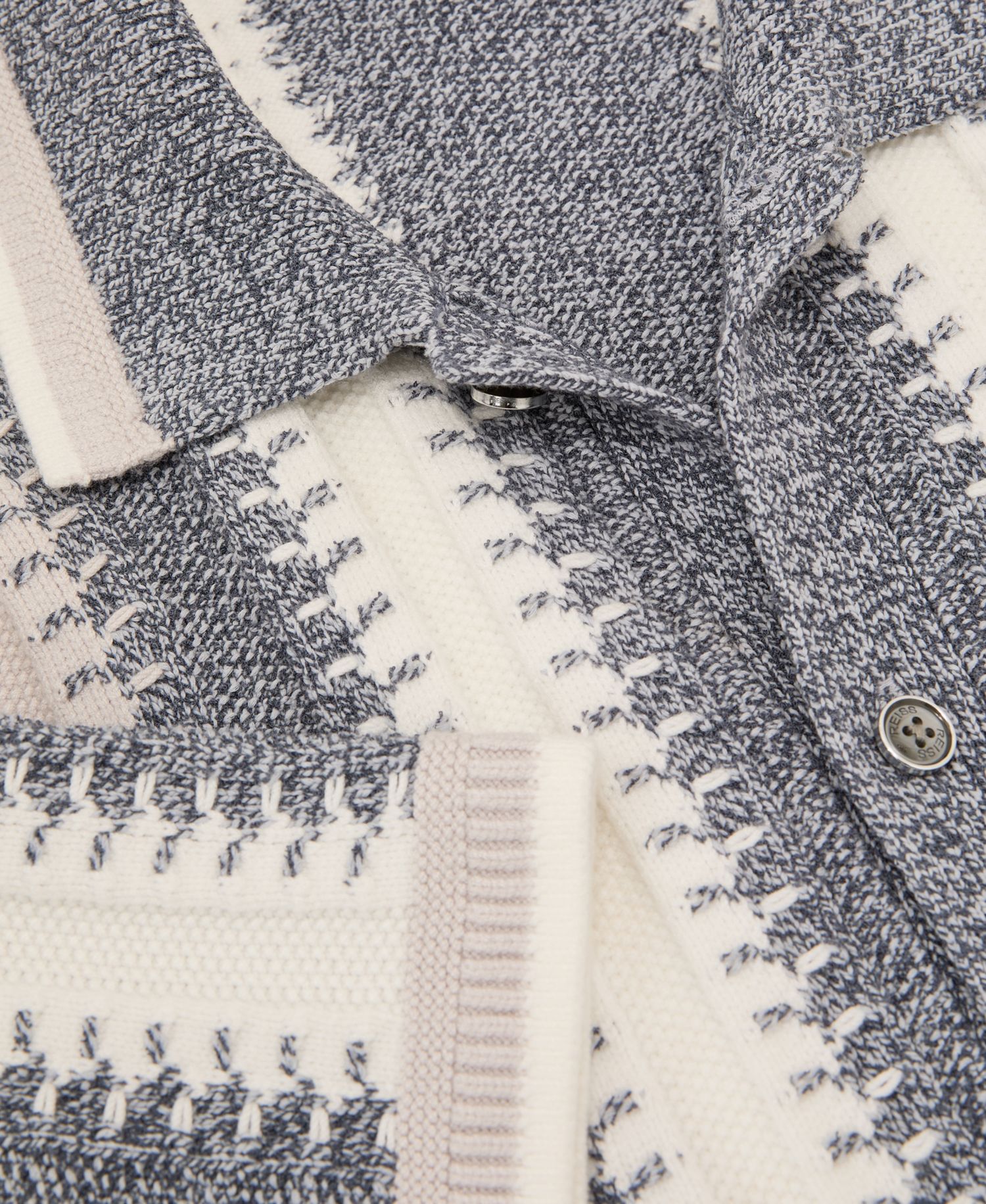 Men's Dale Stitch-Detail Stripe Knitted Shirt with Cotton