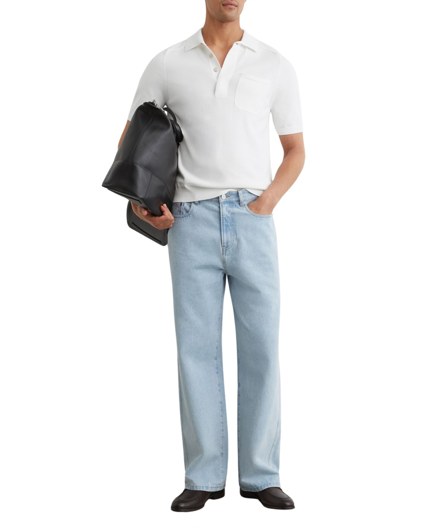 Men's Selkirk Cotton Knit Concealed-Placket Polo Shirt
