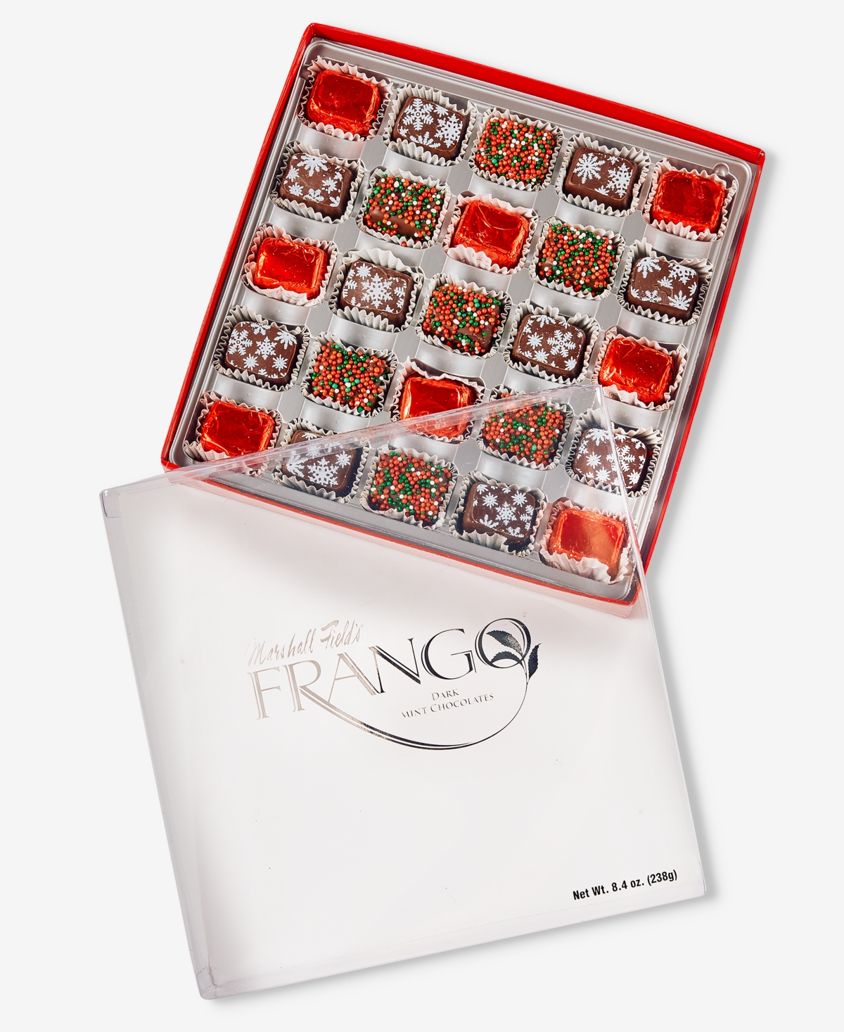 Frango Chocolates Holiday Decorated Dark Mint Box of Chocolates, 25 Piece