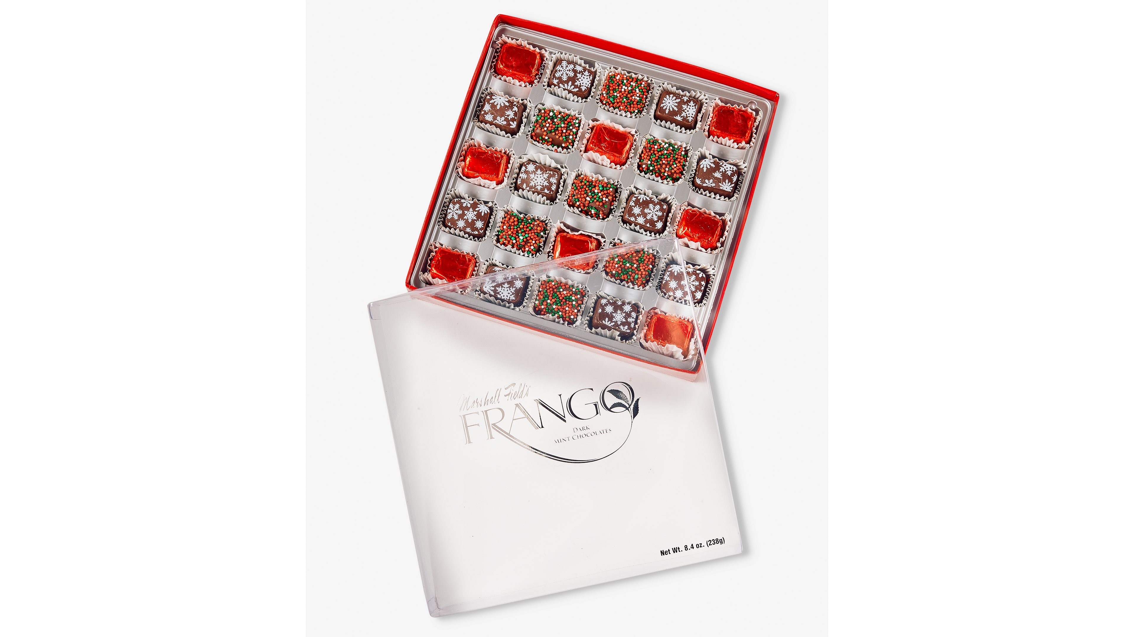 Frango Chocolates Holiday Decorated Dark Mint Box of Chocolates, 25 Piece