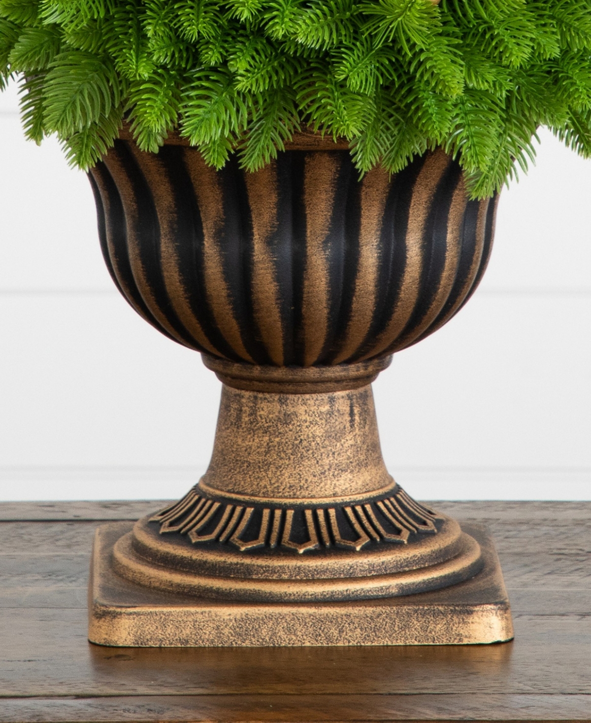 Nearly Natural 18" Ultraviolet Resistant Artificial Pre-Lit Christmas Pine Plant Indoor And Outdoor