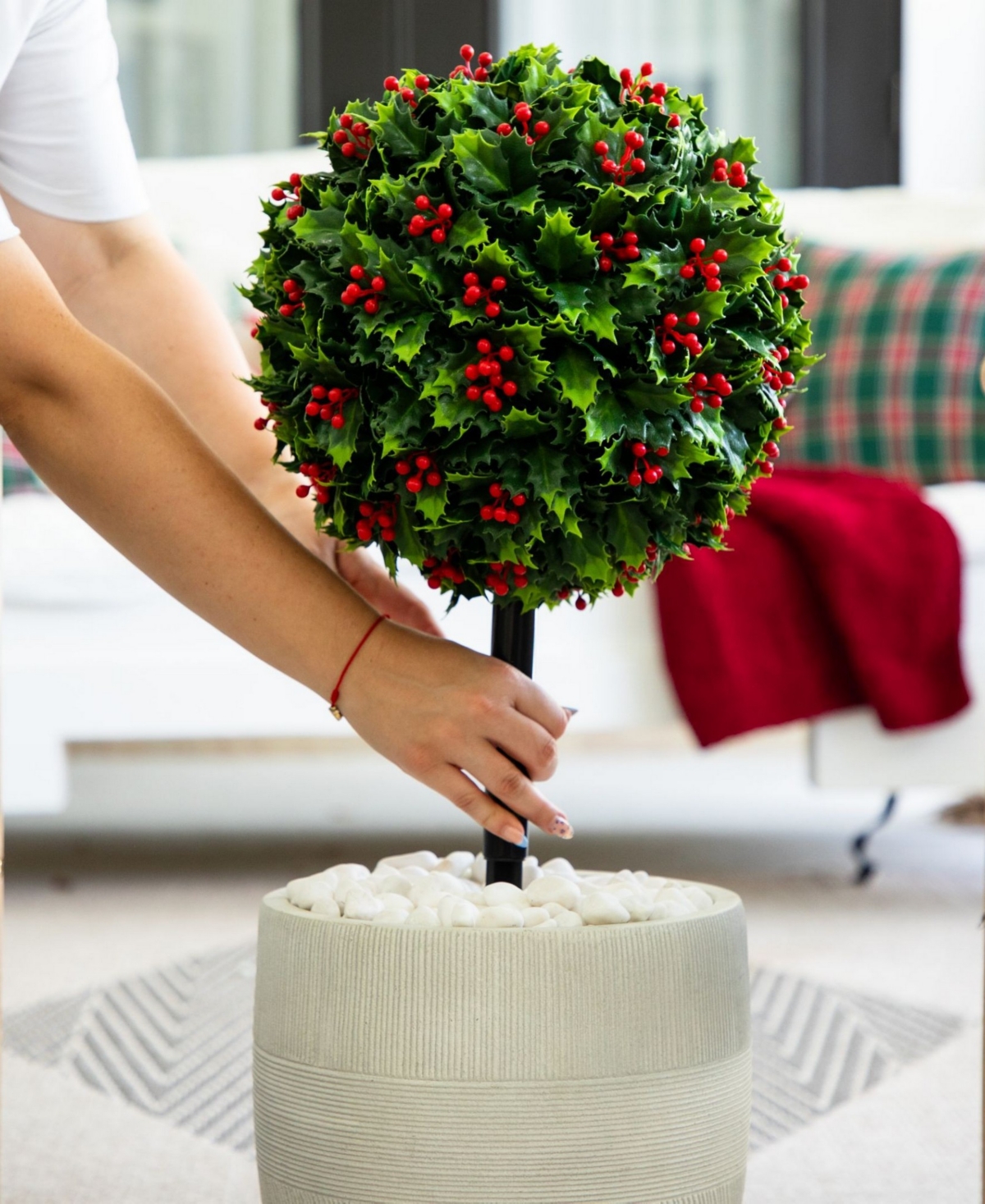 Nearly Natural 2' Ultraviolet Resistant Artificial Holly Berry Christmas Ball Indoor And Outdoor