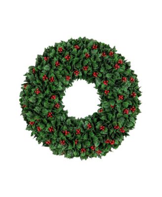 24" Ultraviolet Resistant Artificial Holly Berry Christmas Wreath