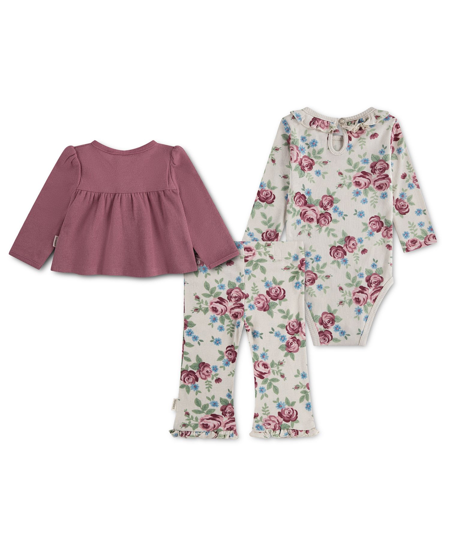Baby Girls' Babywear Long-Sleeve Cardigan, Bodysuit and Pants, 3-Piece Set