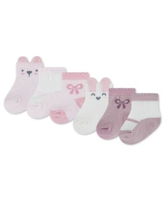 Baby Girls' 1M-4T Babywear Quarter Socks, 6-Pack