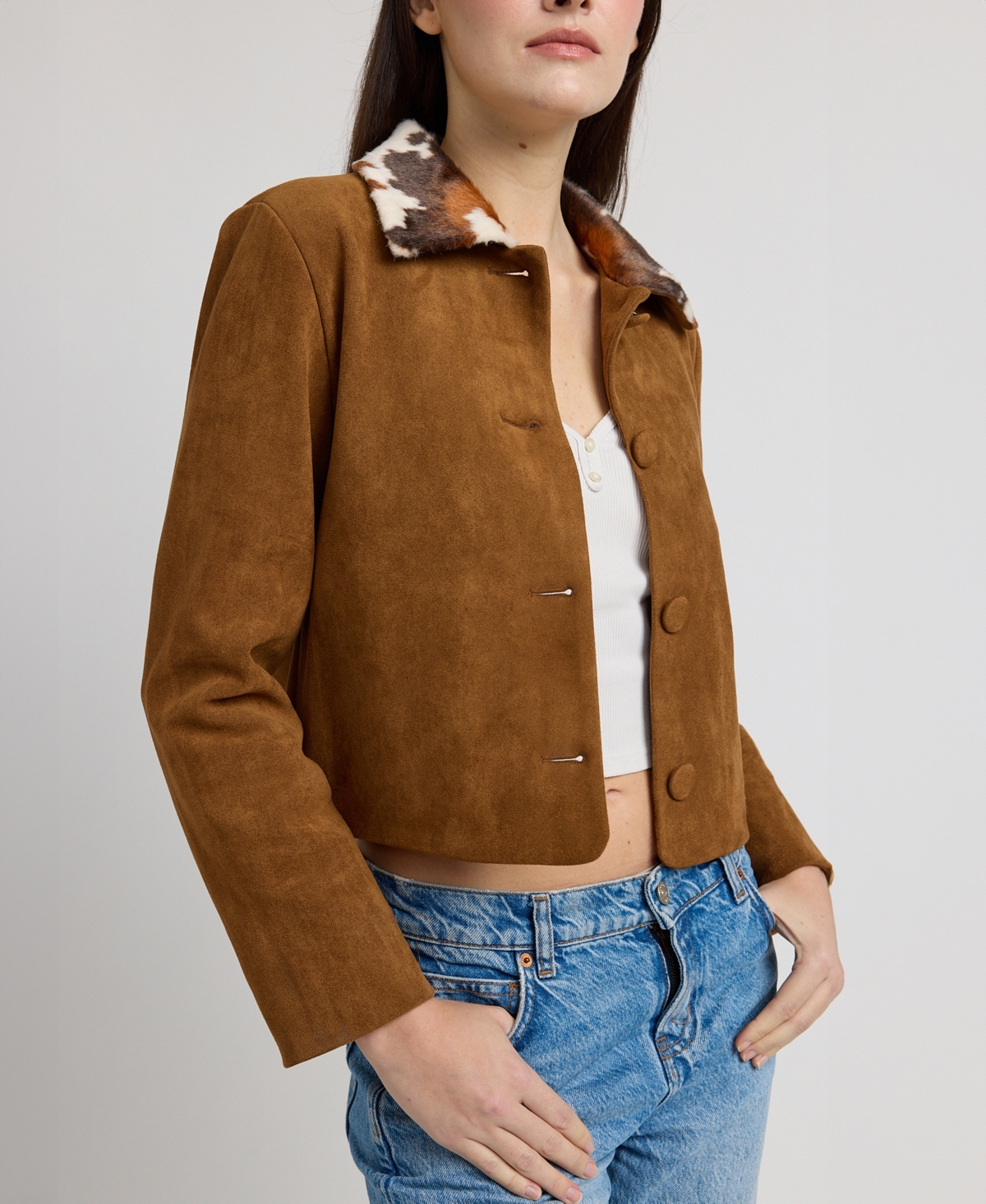En Saison Women's Collared Look Button-Front Jacket