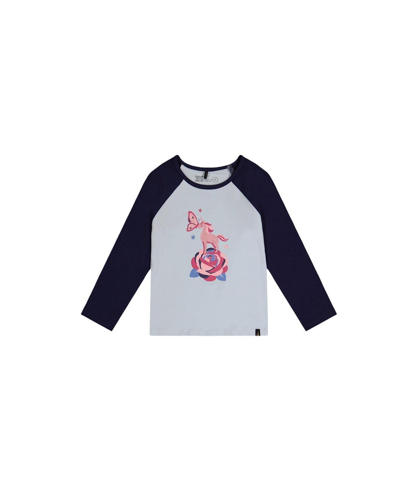 Футболка Deux par Deux Raglan Cotton T-Shirt для девочек-малышей, цвет: Синий — фото 1