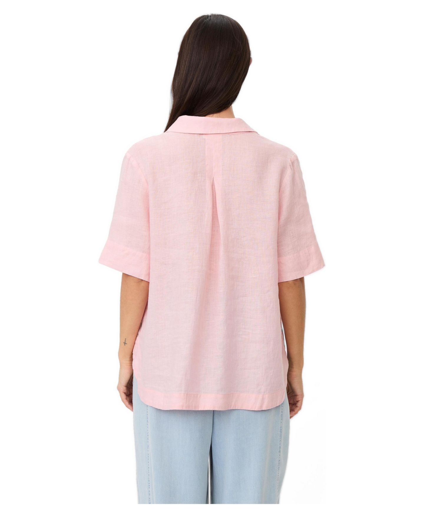 Женская рубашка Masai Copenhagen Mabrevia Relaxed Collared V-Neck Linen, цвет: Клубничный — фото 3