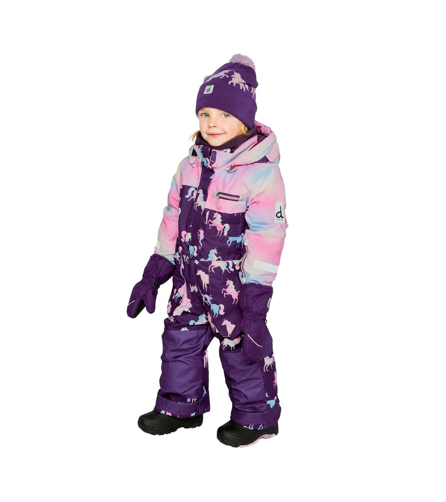 Little and Big Girl( 6 to 14 ) One Piece Play Snowsuit Unicorn Print