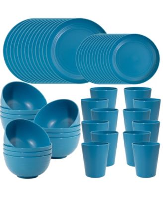 48 Piece Wheat Straw Dinnerware Set For 12 Unbreakable Dishwasher Microwave Safe Stackable Camping Dishes