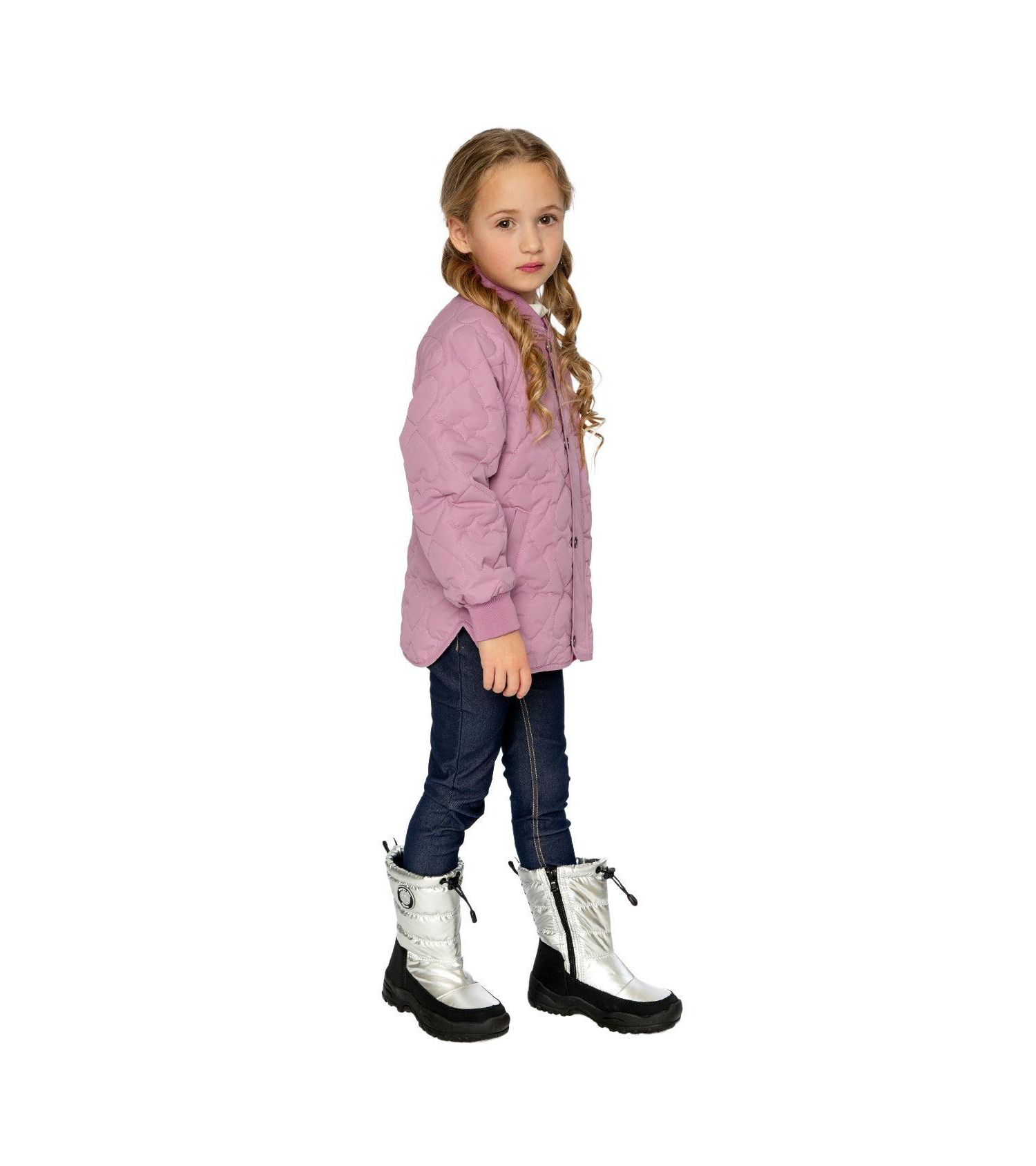Little and Big Girl 6-14 Quilted Raglan Sleeve Jacket Mauve